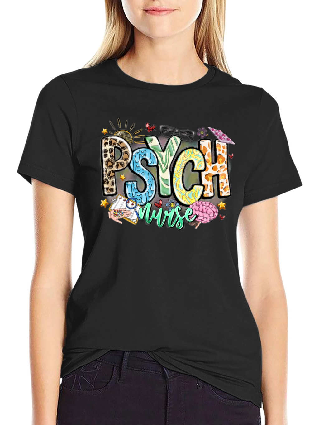 Psych Nurse T-Shirt - Leopard Print - Nursing Apparel