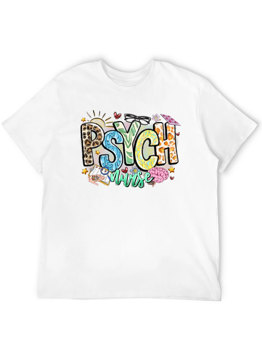 Psych Nurse T-Shirt - Leopard Print - Nursing Apparel