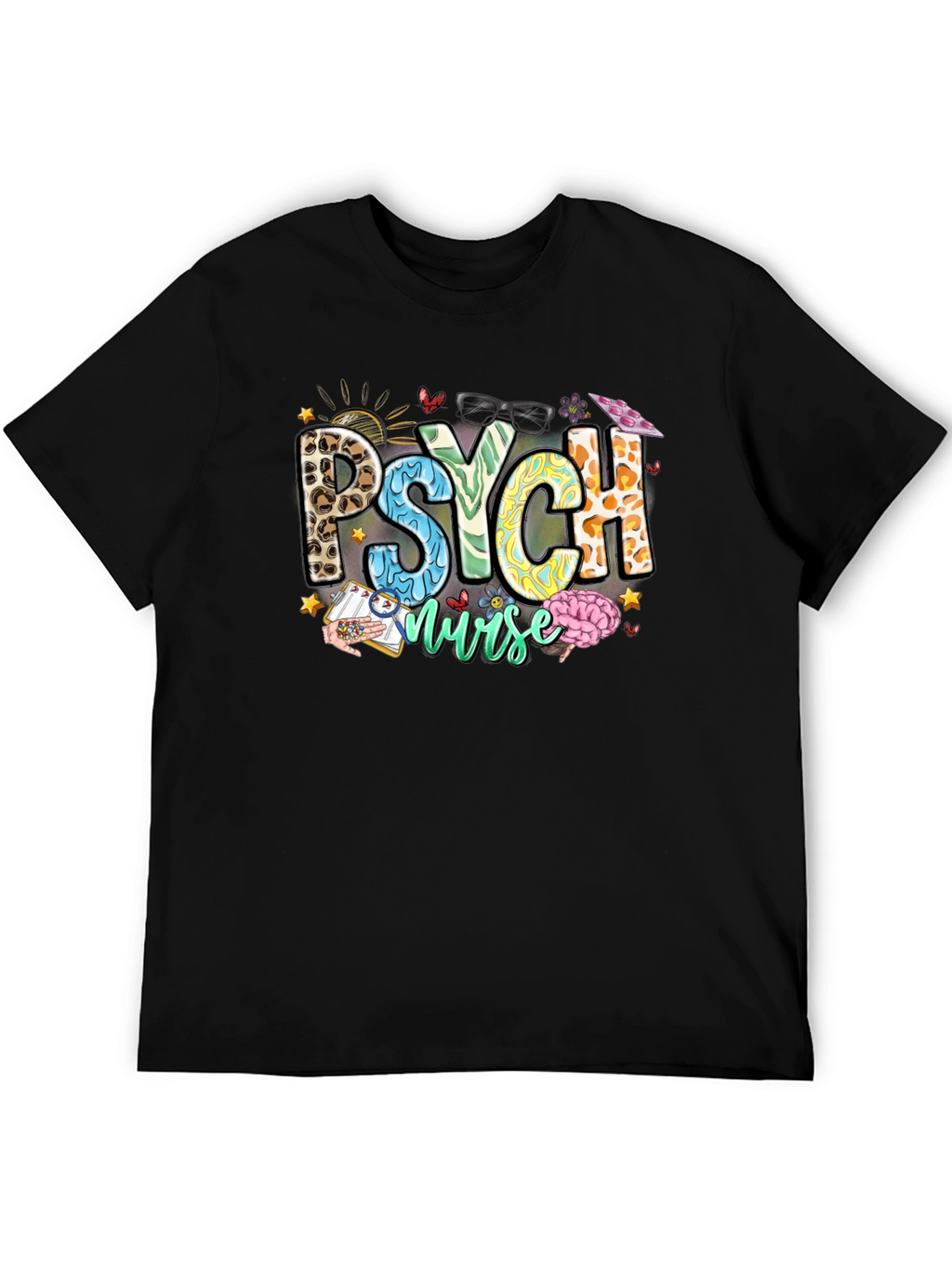 Psych Nurse T-Shirt - Leopard Print - Nursing Apparel