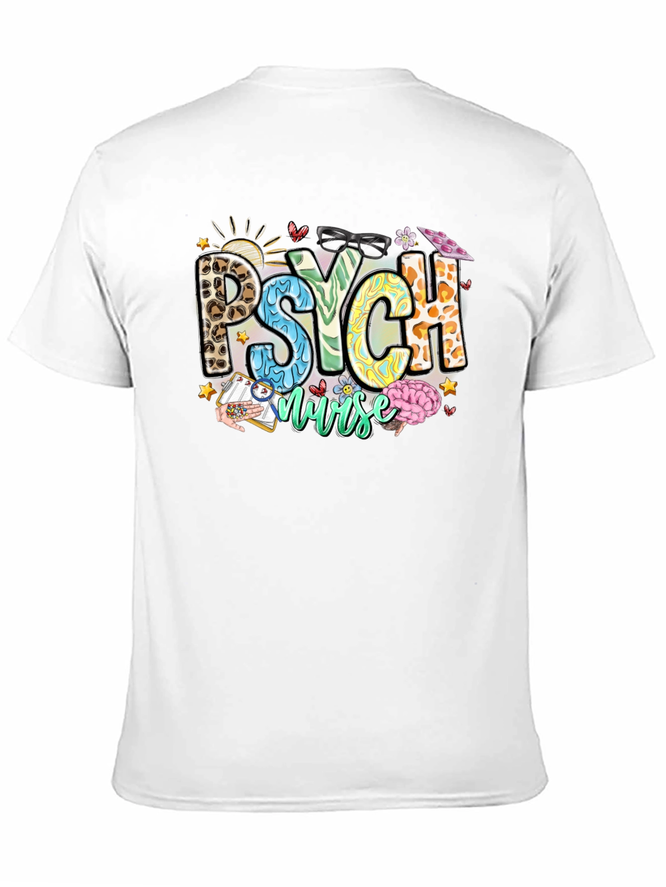 Psych Nurse T-Shirt - Leopard Print - Nursing Apparel