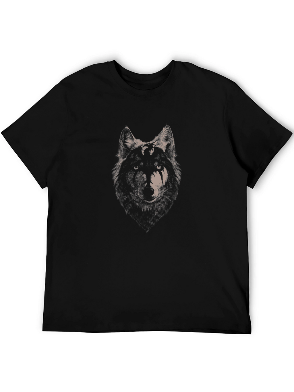 Wolf Graphic Print T-Shirt - Black