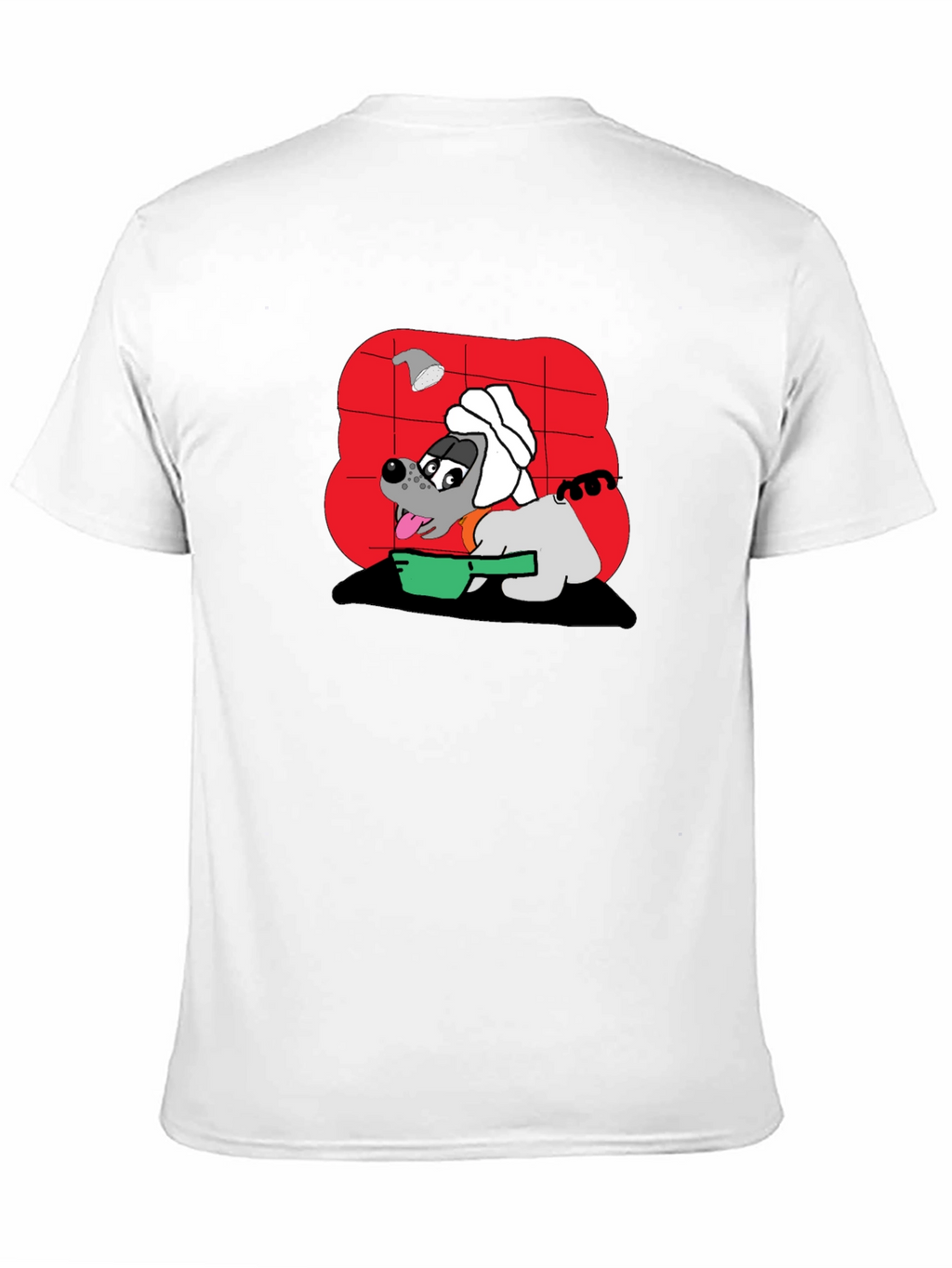 Funny Dog Taking Shower Black T-Shirt