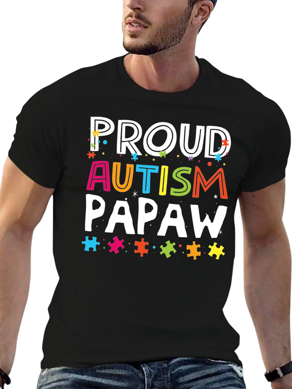 Proud Autism Papaw T-Shirt - Awareness Support Tee