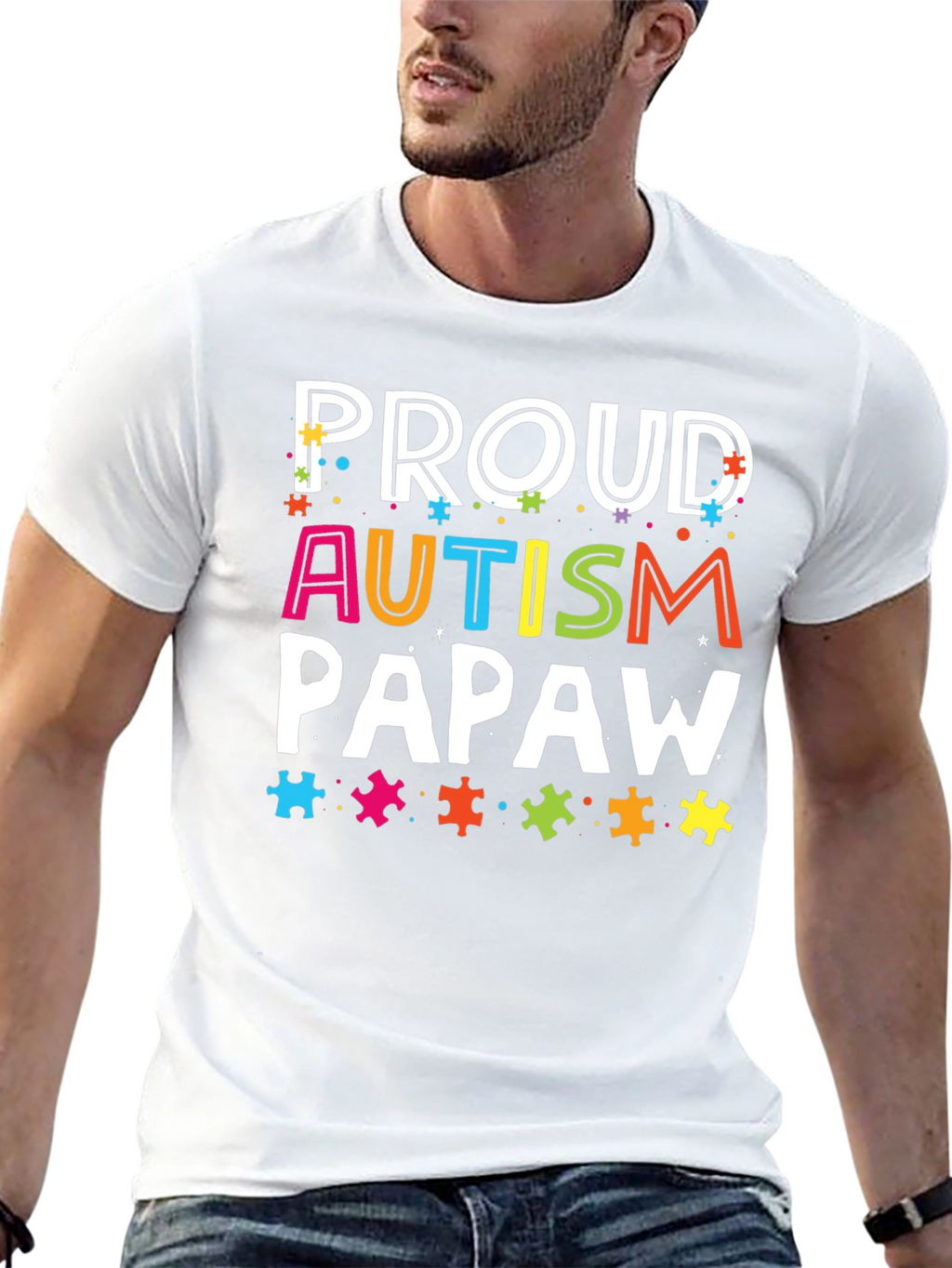 Proud Autism Papaw T-Shirt - Awareness Support Tee