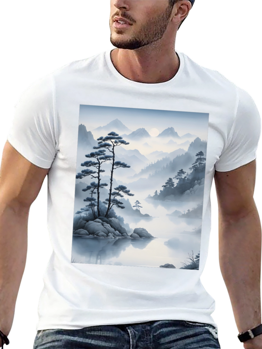 Zen Landscape Graphic Tee - Peaceful Mountain Design