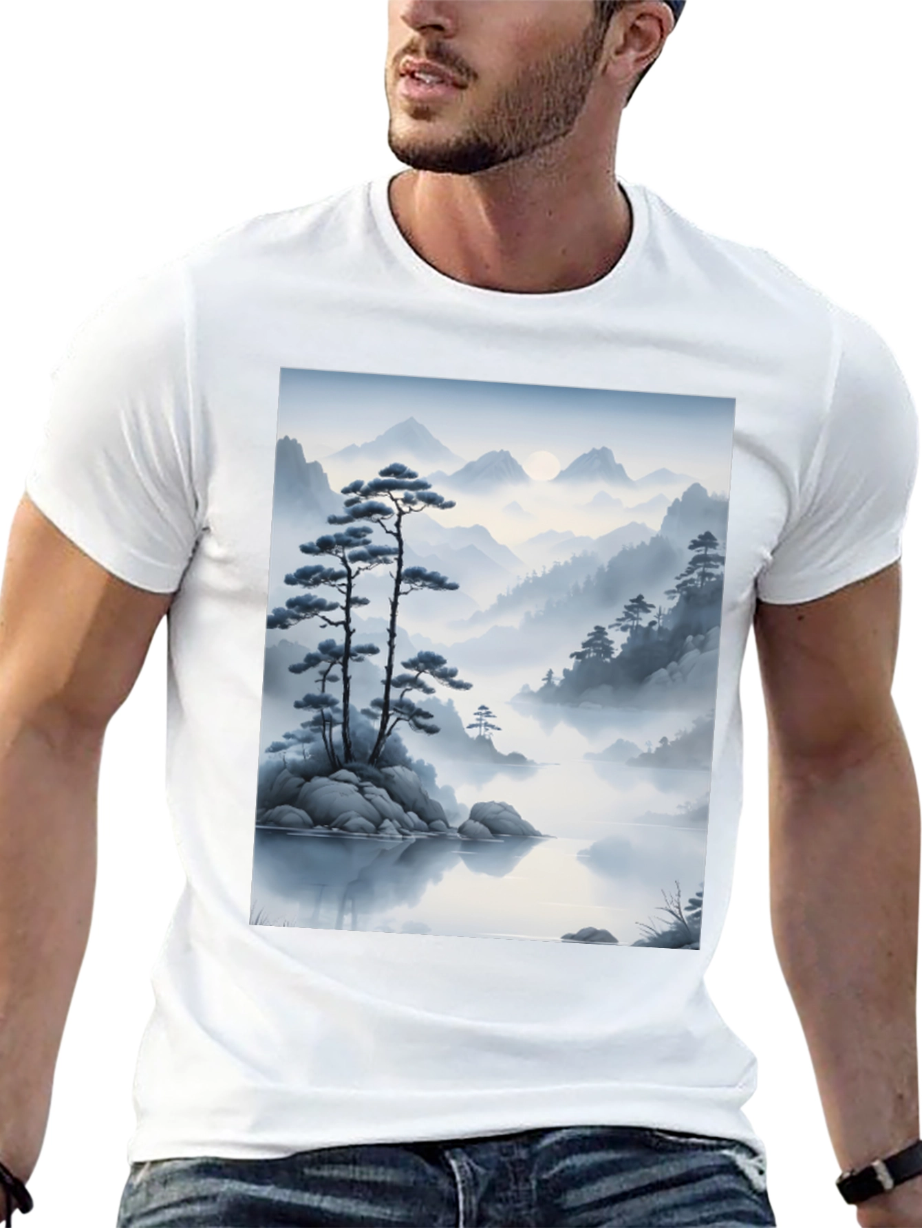Zen Landscape Graphic Tee - Peaceful Mountain Design