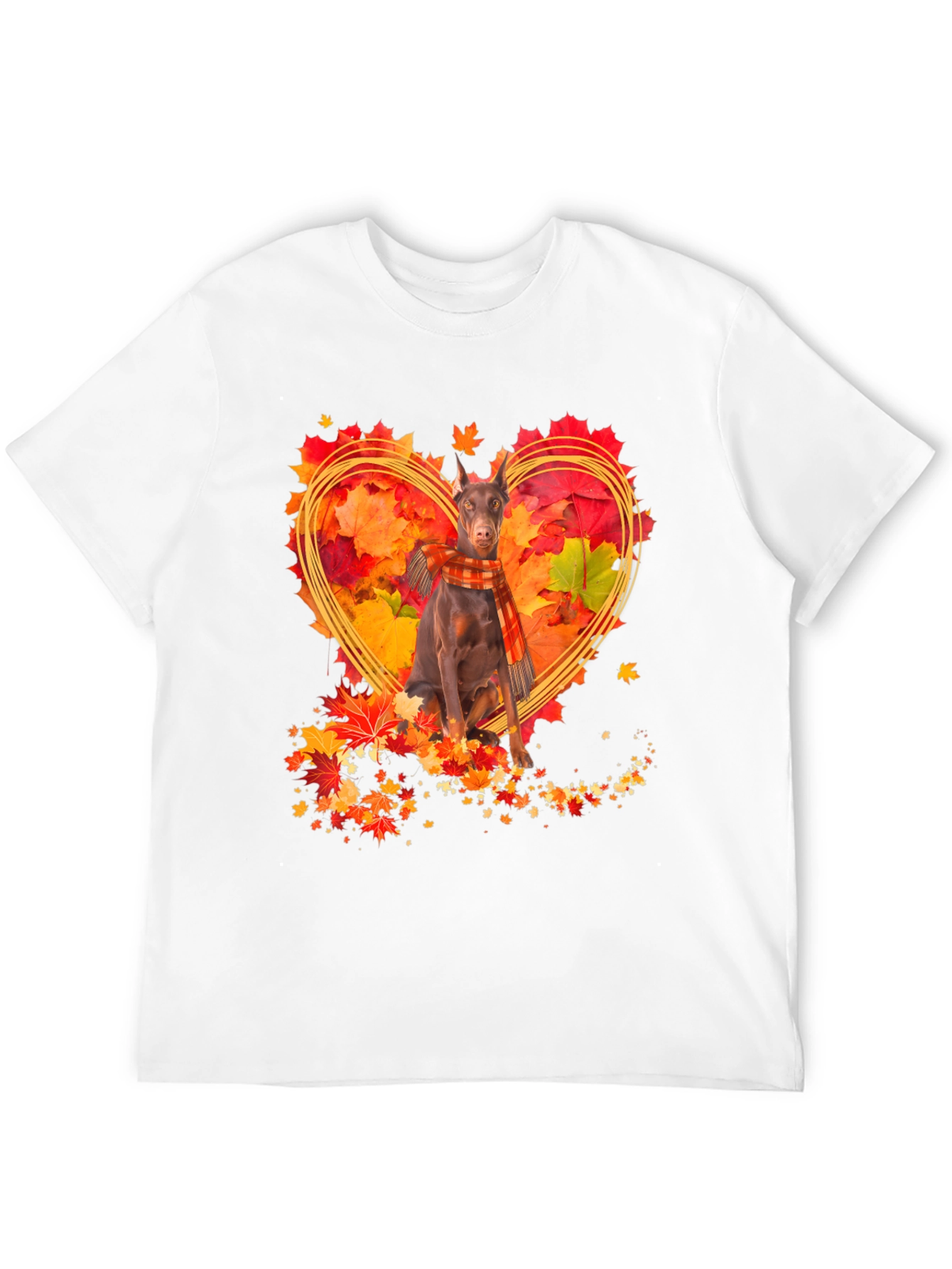 Doberman Fall Leaves Heart T-Shirt
