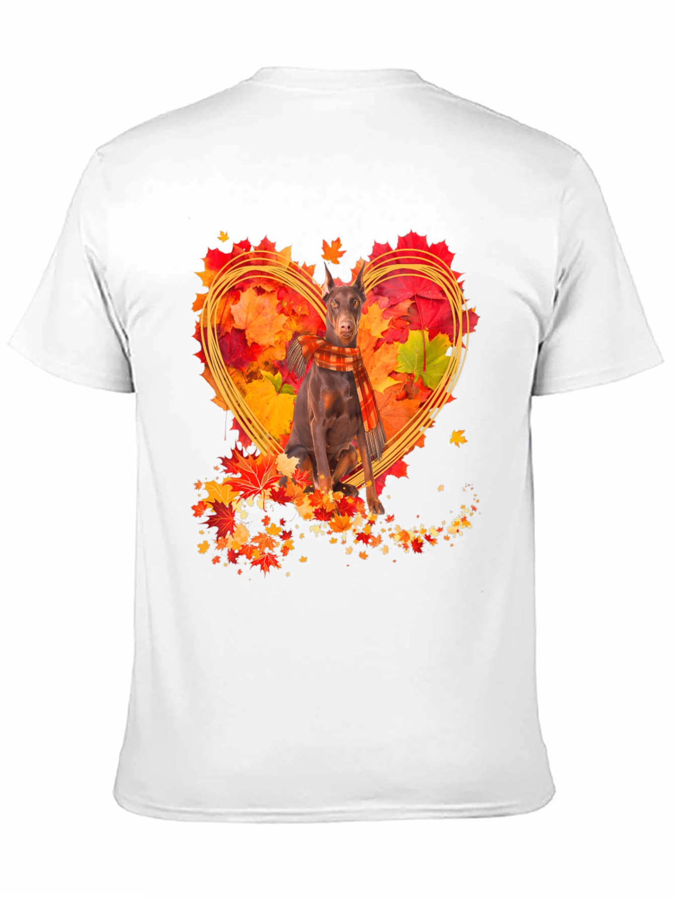 Doberman Fall Leaves Heart T-Shirt