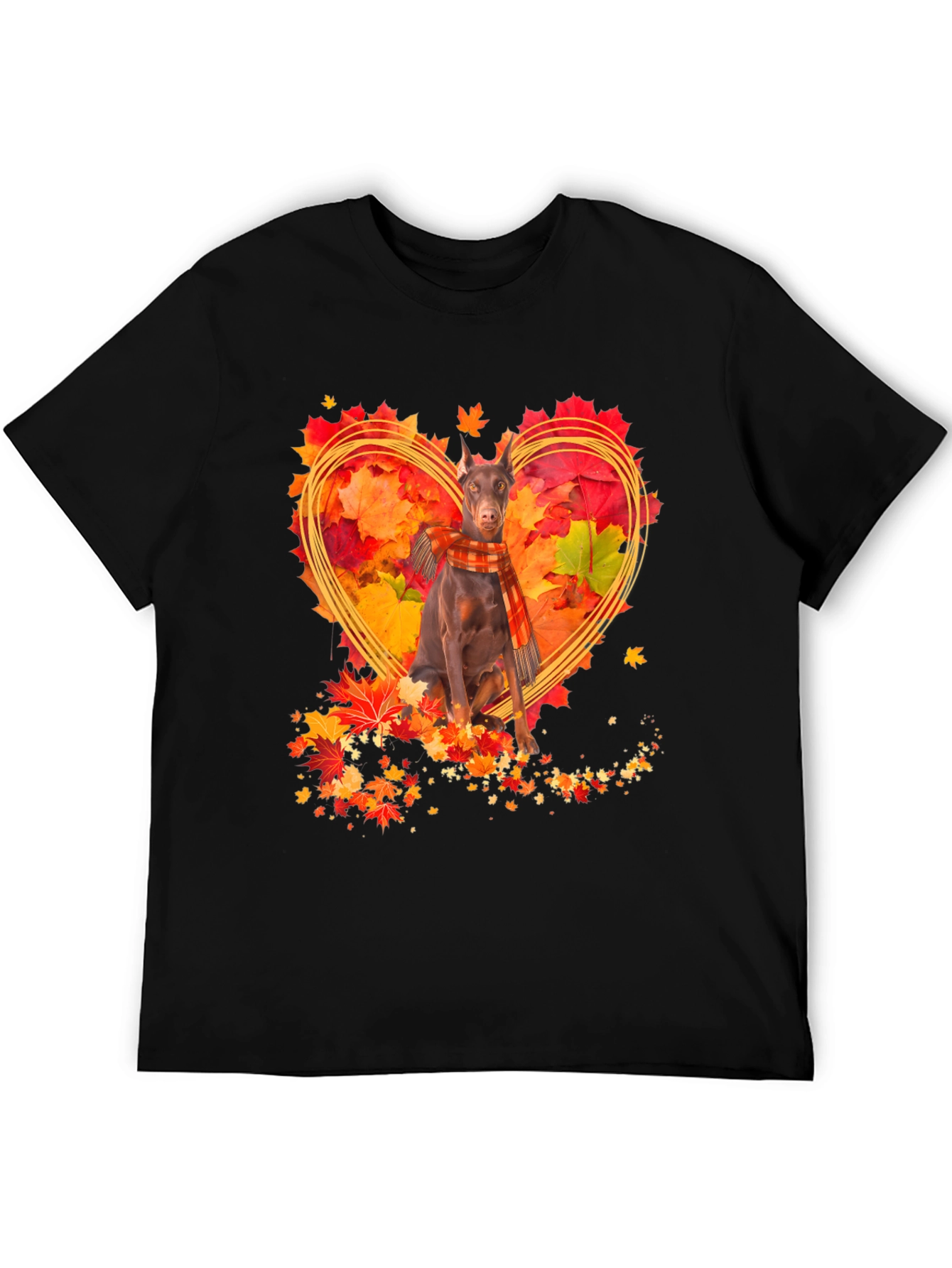 Doberman Fall Leaves Heart T-Shirt