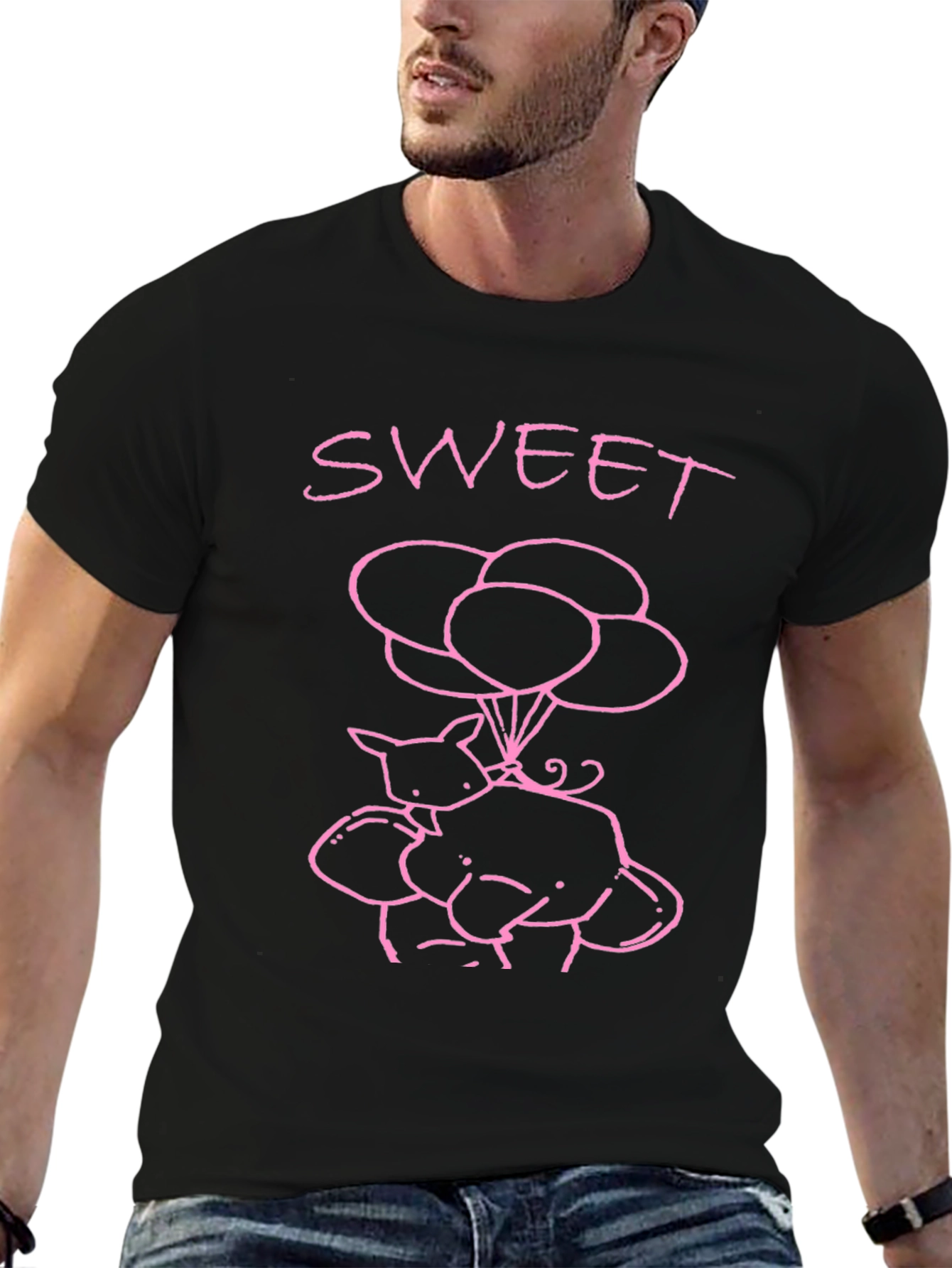 Sweet Piggy Balloons Black T-Shirt