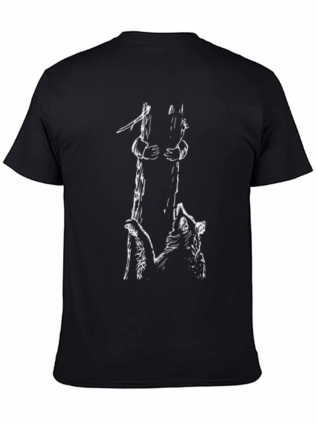 Raccoon Tree Climb Graphic Tee - Black Cotton Blend