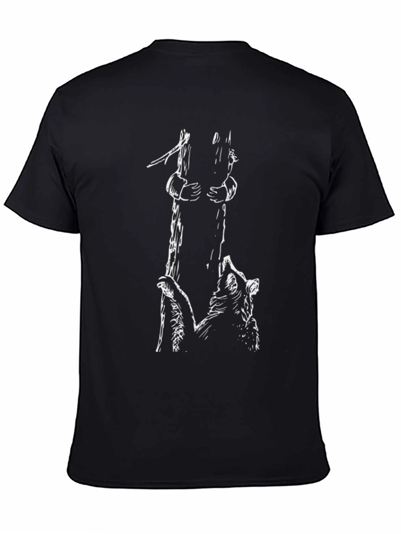 Raccoon Tree Climb Graphic Tee - Black Cotton Blend