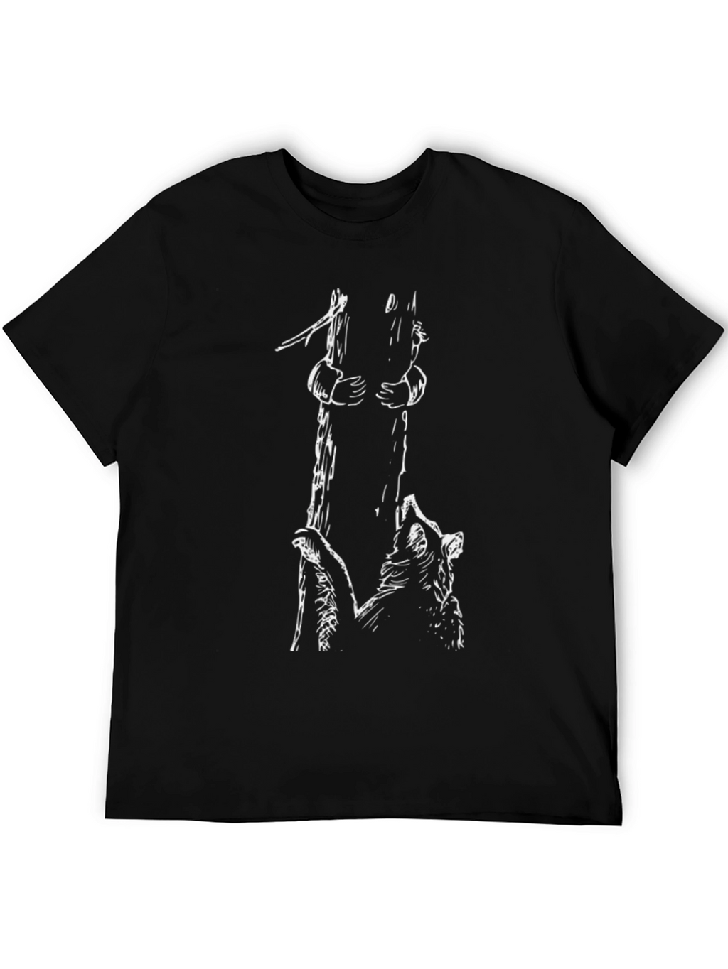 Raccoon Tree Climb Graphic Tee - Black Cotton Blend