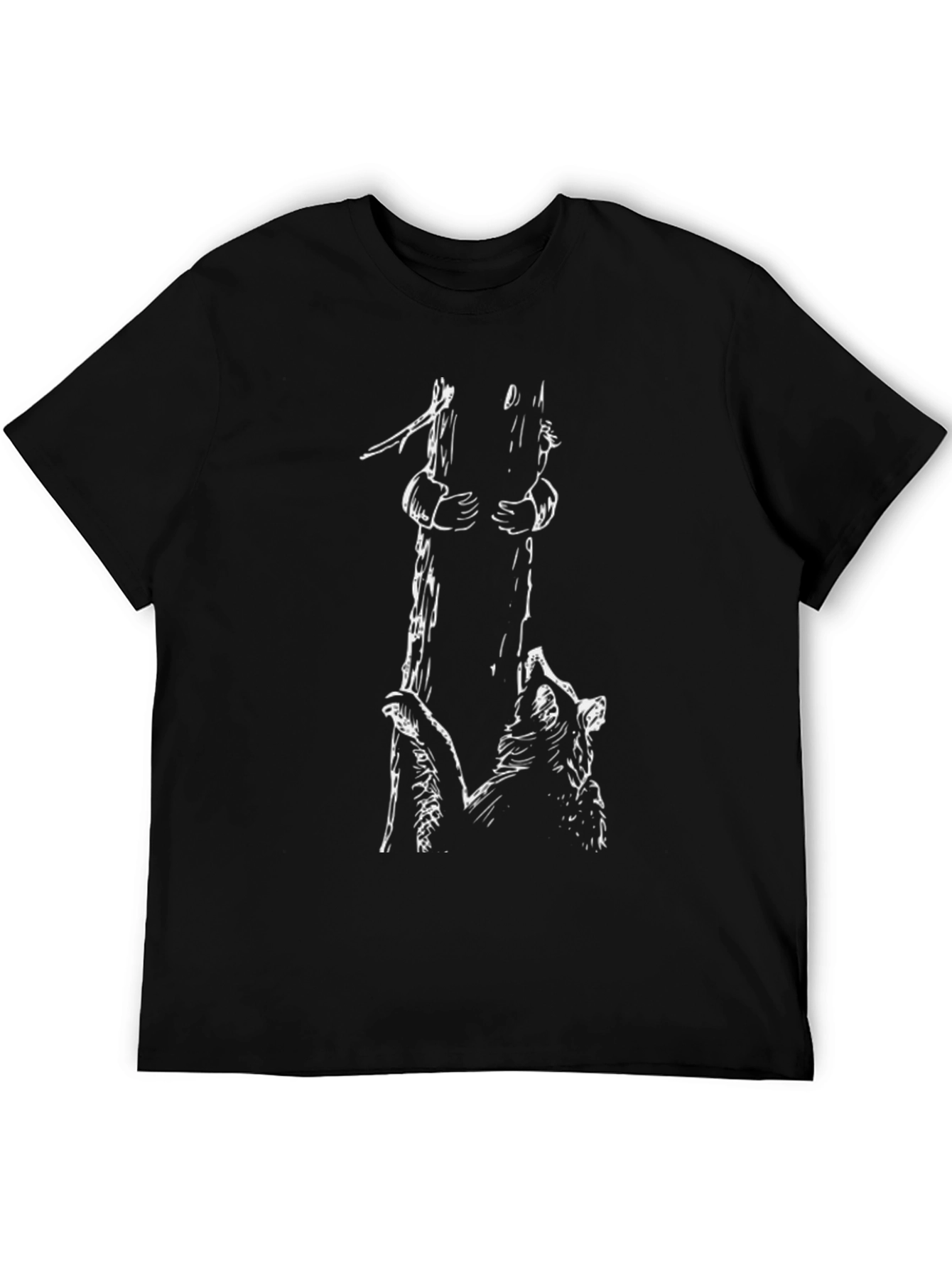Raccoon Tree Climb Graphic Tee - Black Cotton Blend