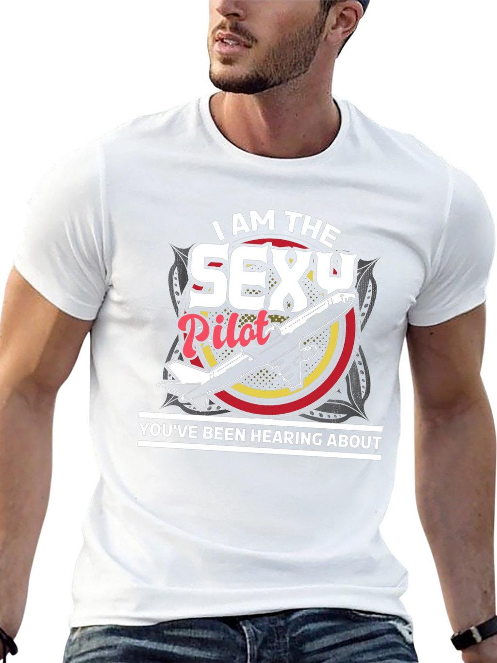 Sexy Pilot Graphic T-Shirt - Aviation Humor Tee