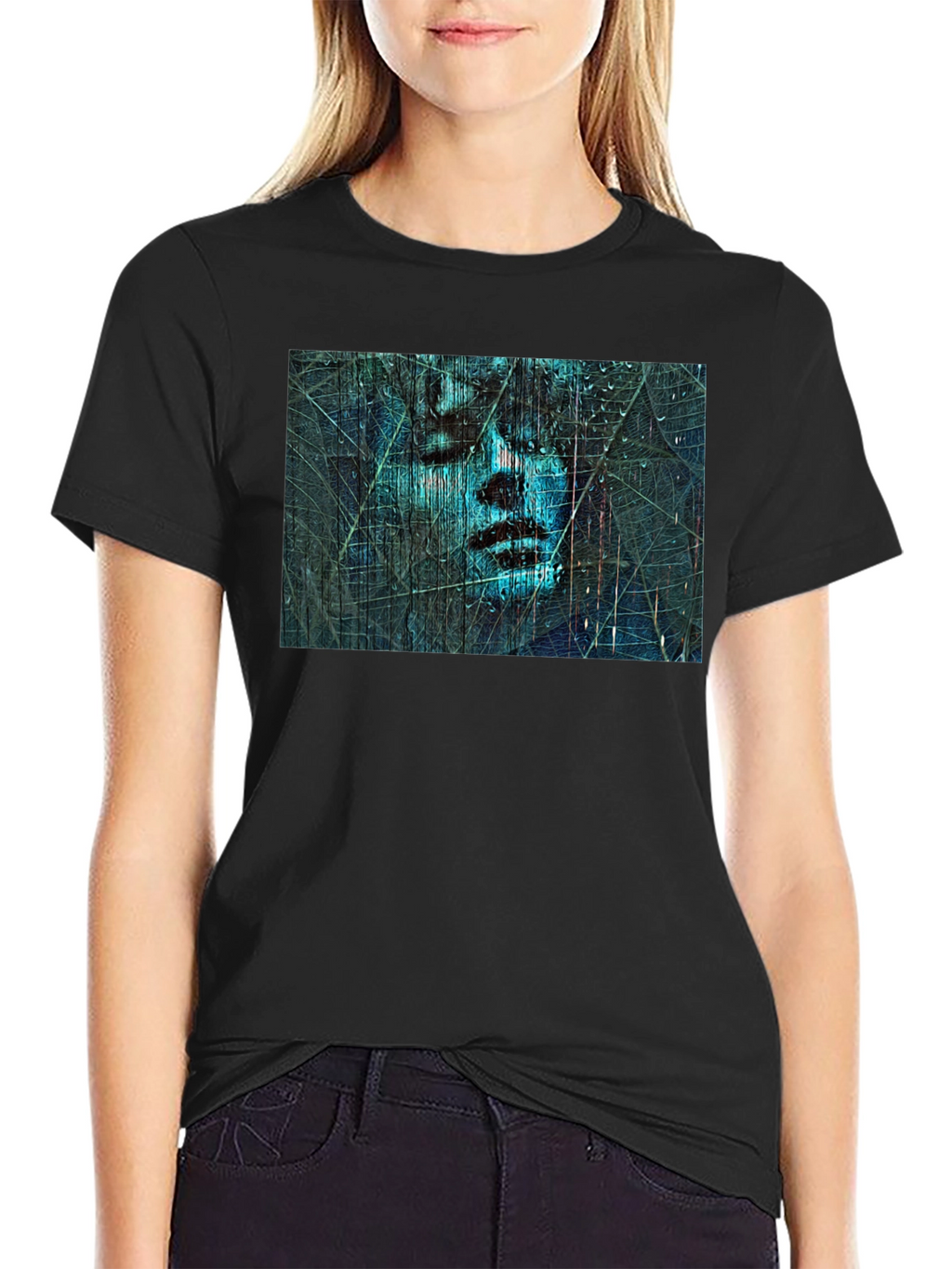 Abstract Face Graphic Black T-Shirt