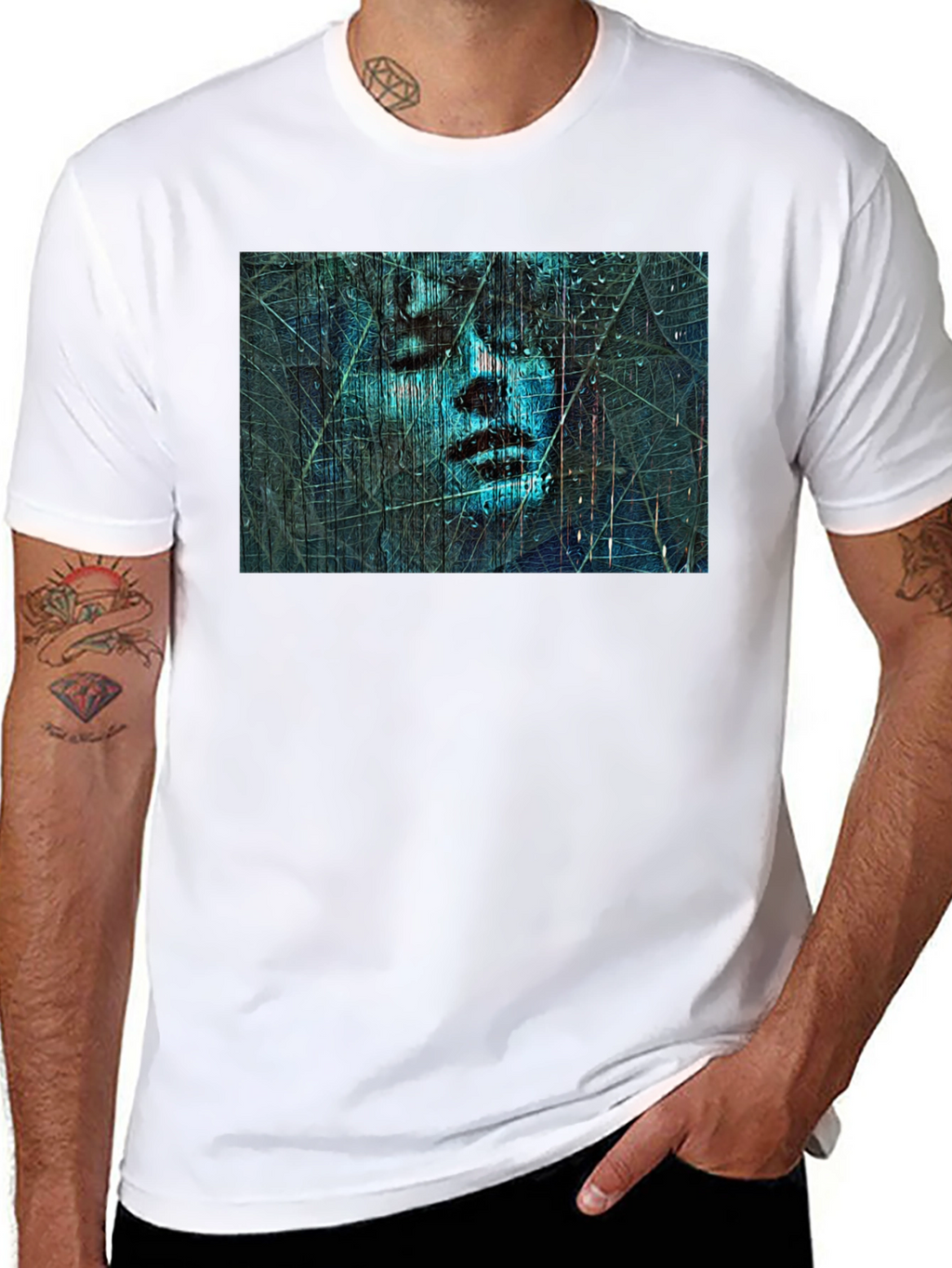 Abstract Face Graphic Black T-Shirt