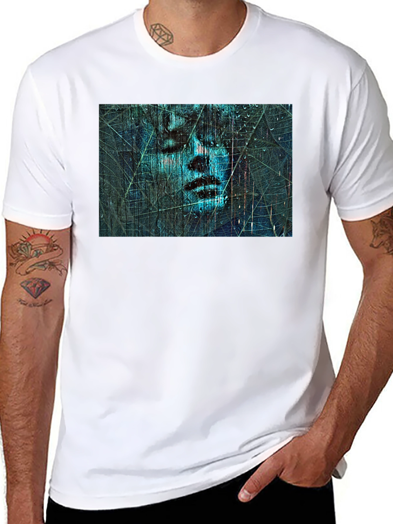 Abstract Face Graphic Black T-Shirt