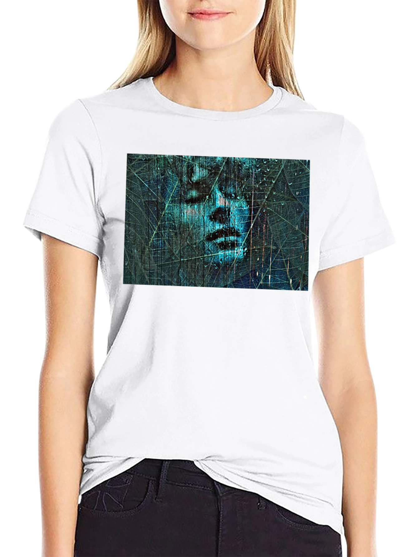 Abstract Face Graphic Black T-Shirt