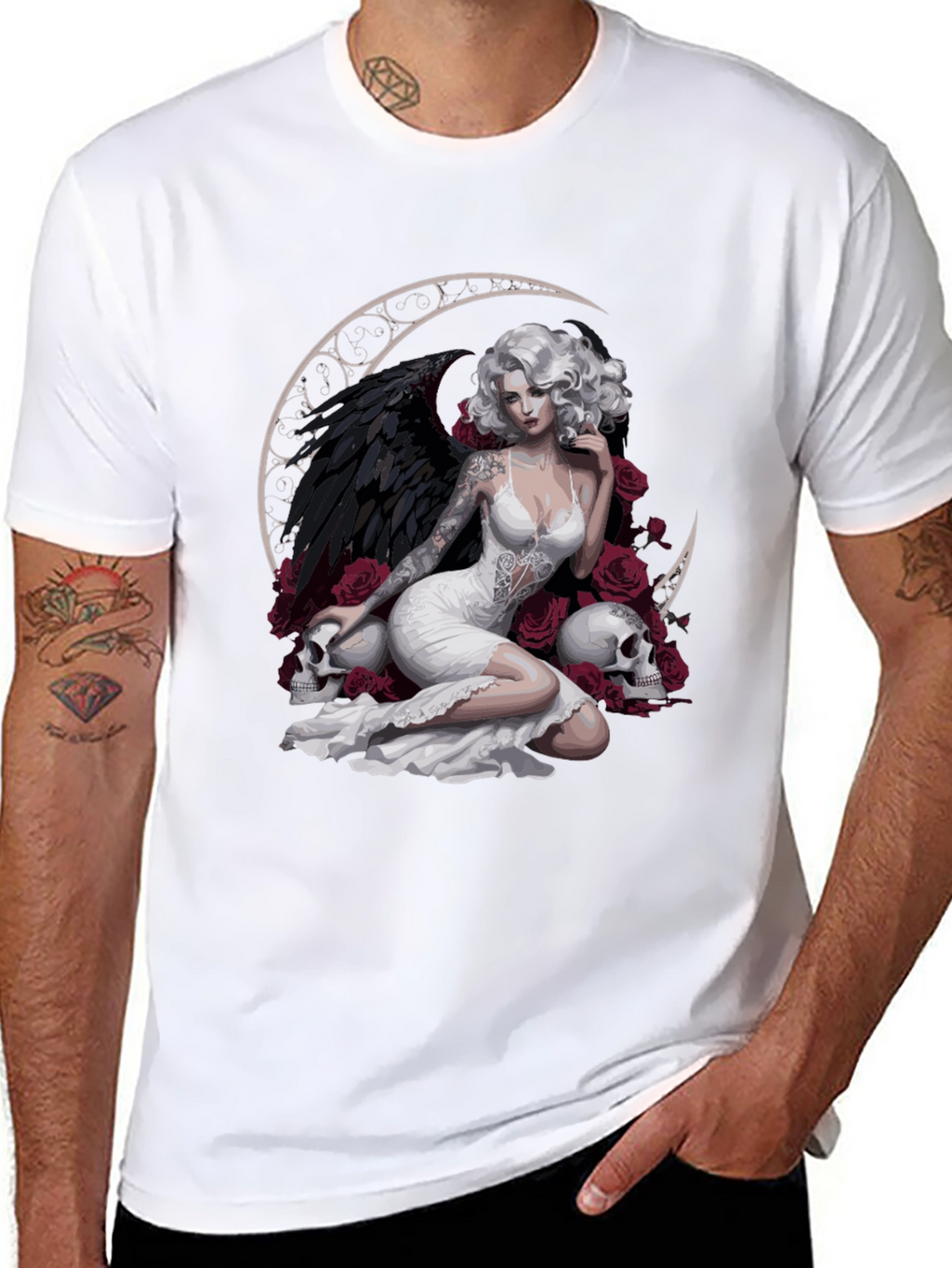 Gothic Angel Moon T-Shirt