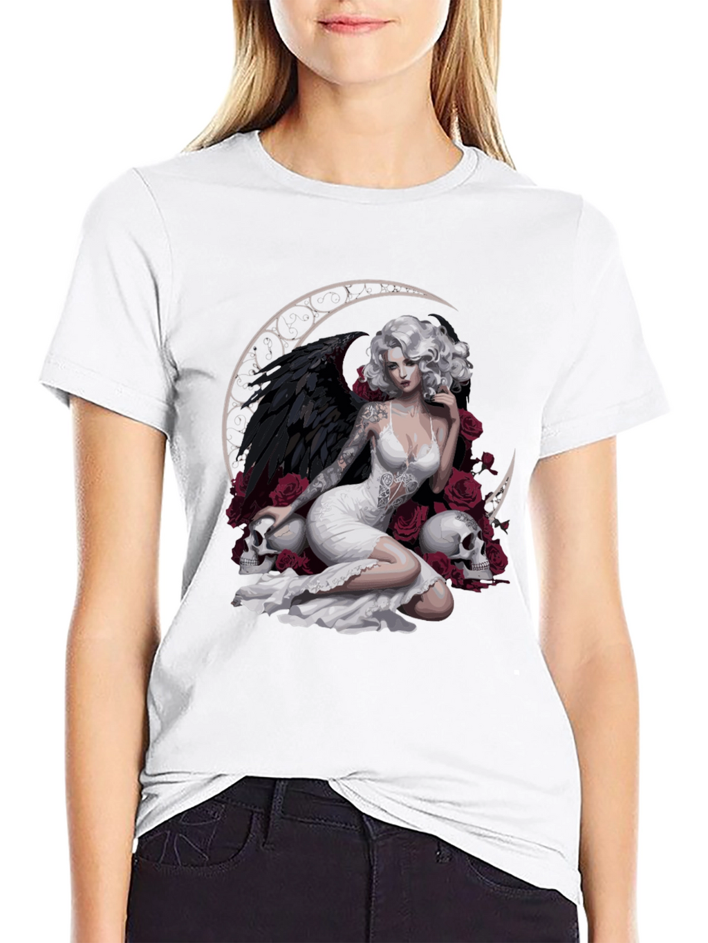 Gothic Angel Moon T-Shirt