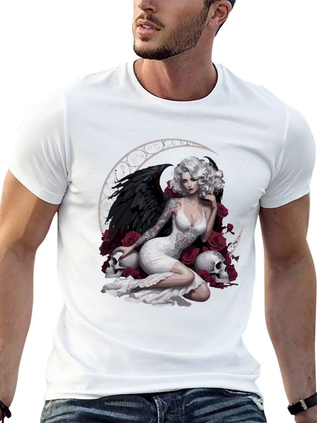 Gothic Angel Moon T-Shirt