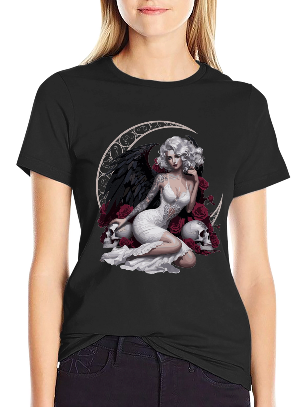 Gothic Angel Moon T-Shirt