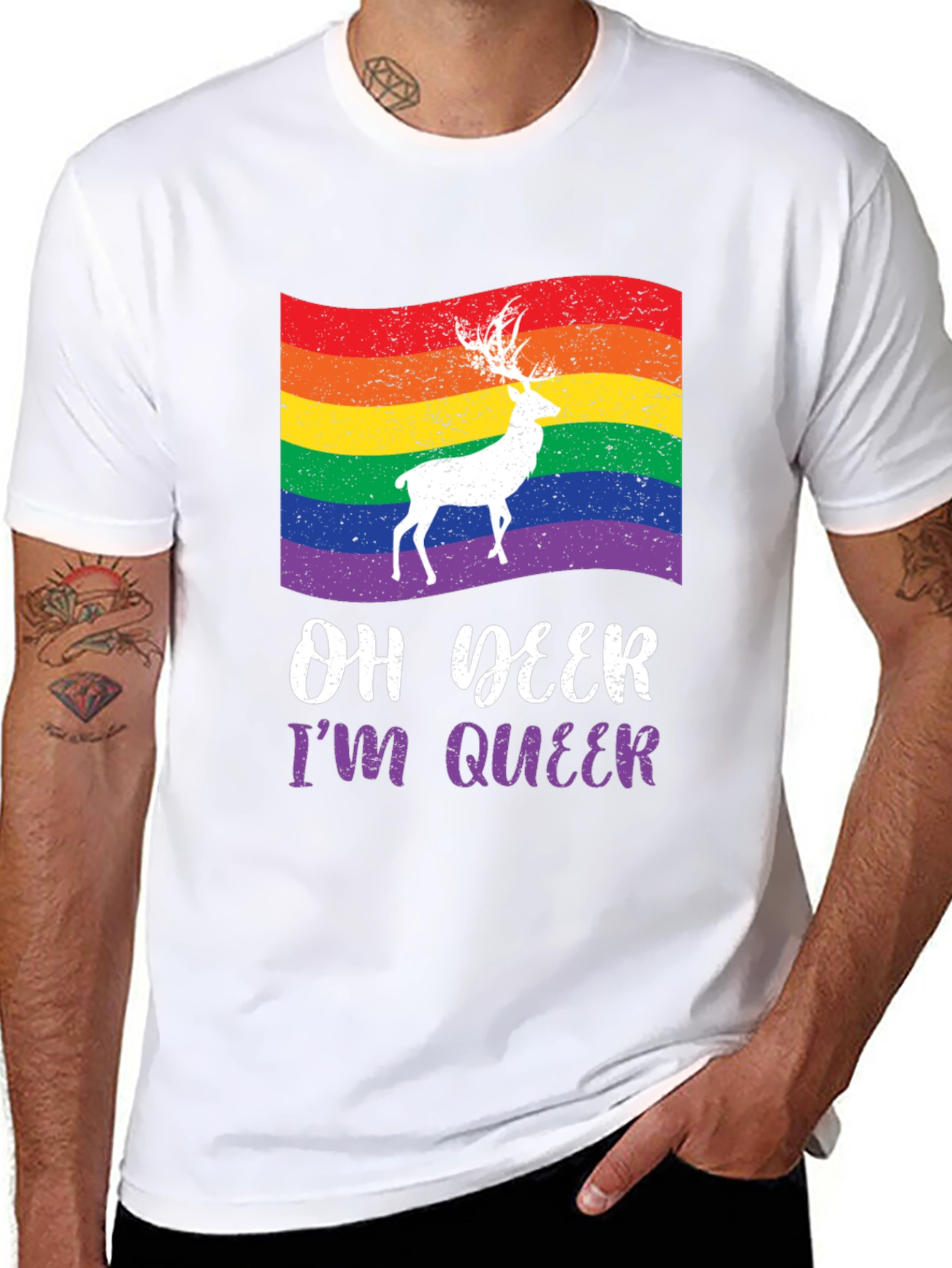 Oh Deer Im Queer Pride Graphic Tee