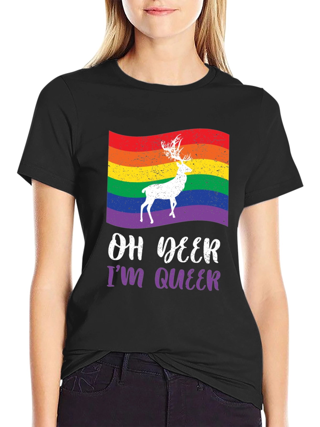 Oh Deer Im Queer Pride Graphic Tee