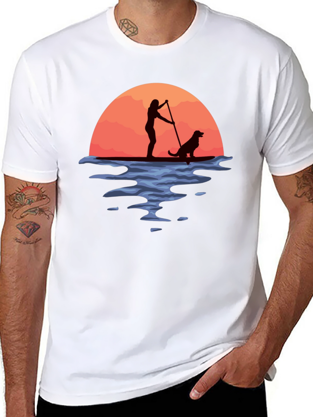 Paddle Boarding Dog Graphic T-Shirt