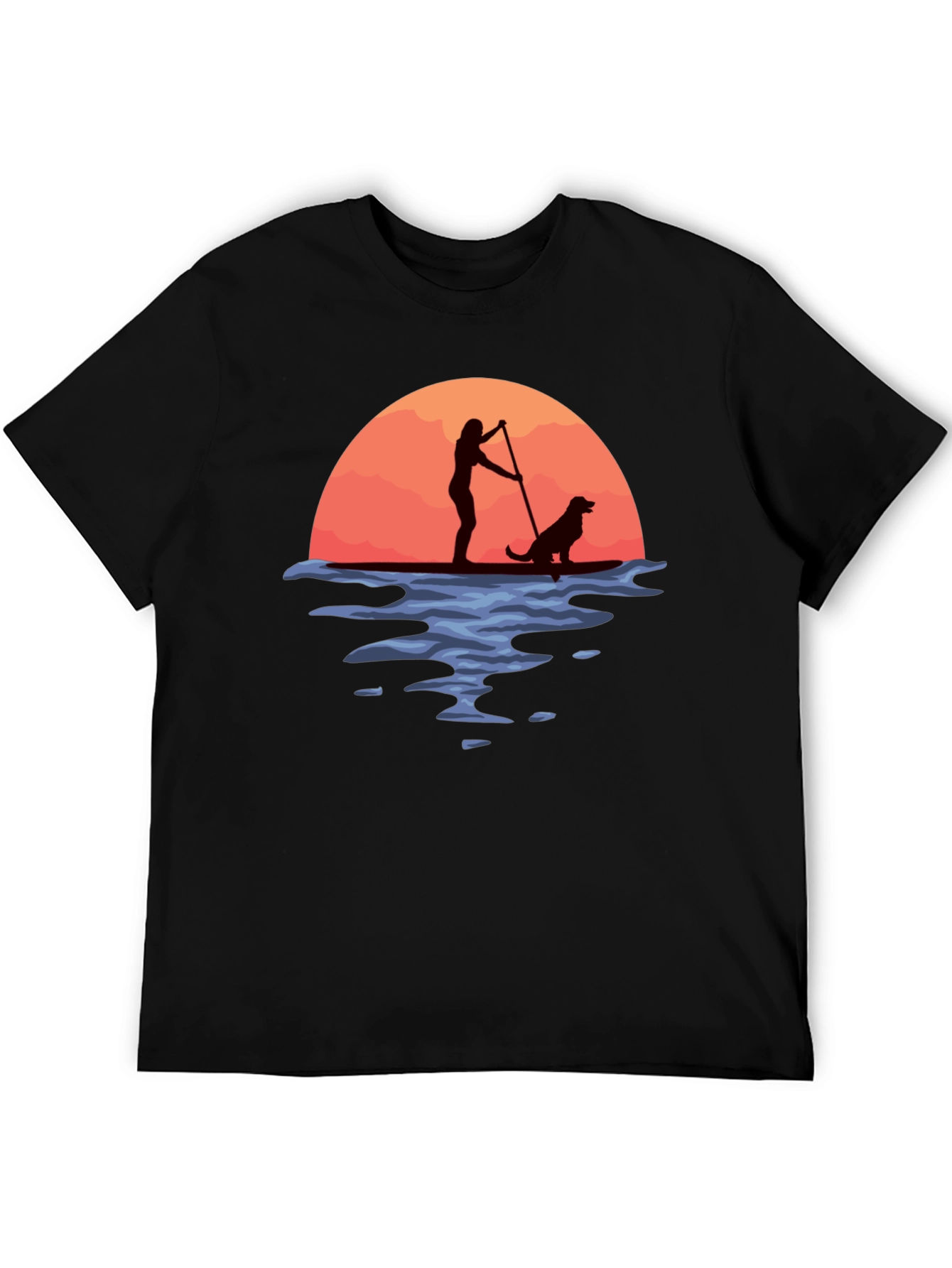 Paddle Boarding Dog Graphic T-Shirt