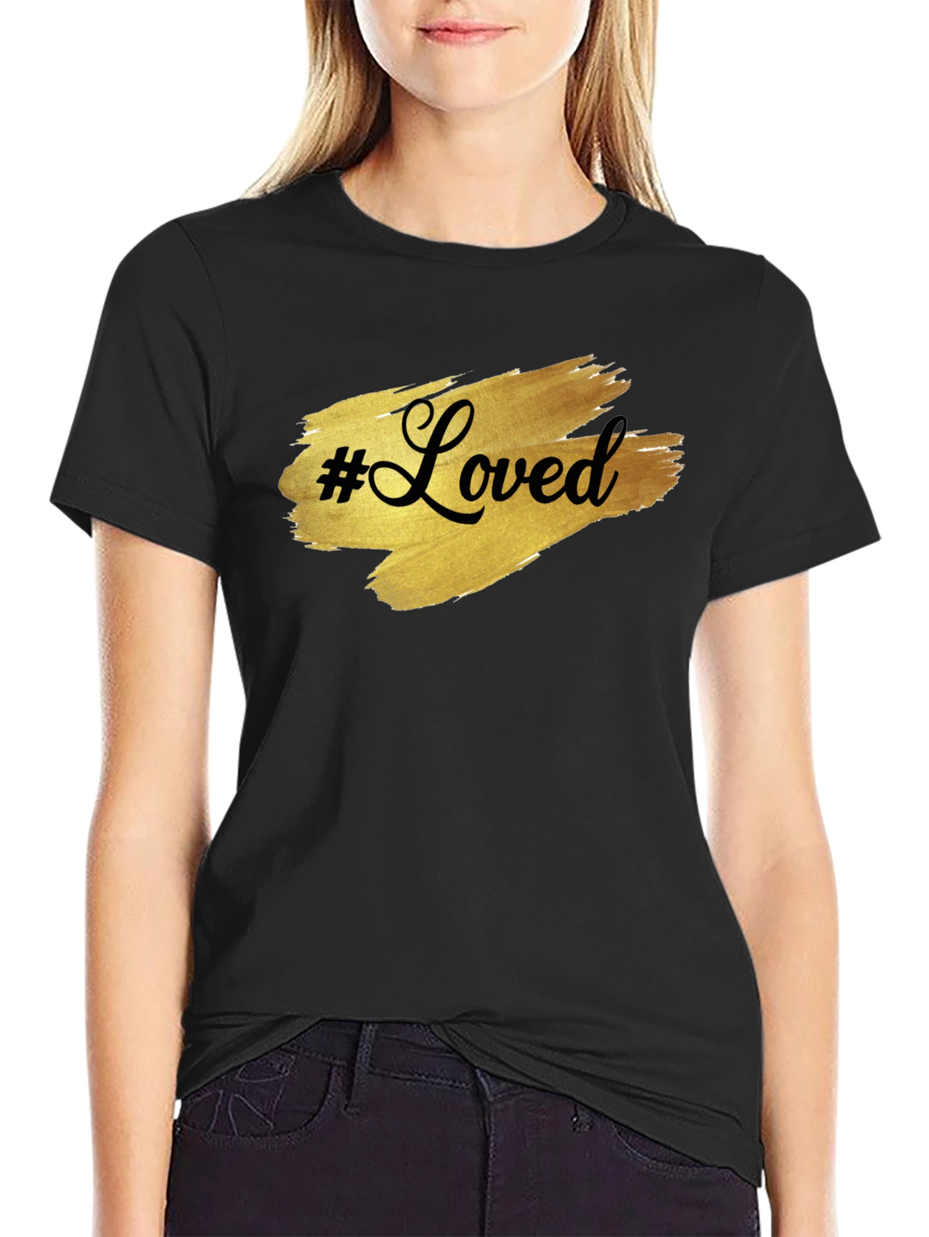 #Loved Graphic Tee - Stylish Black Cotton T-Shirt