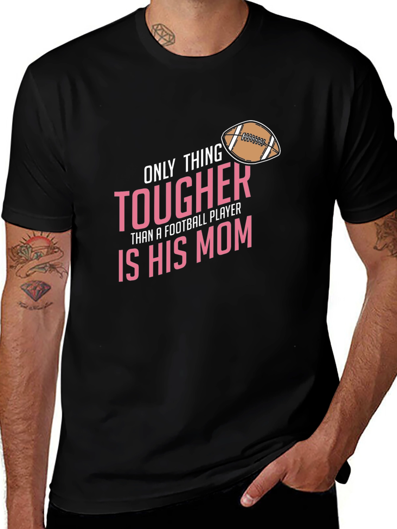 Tougher Football Mom Black T-Shirt