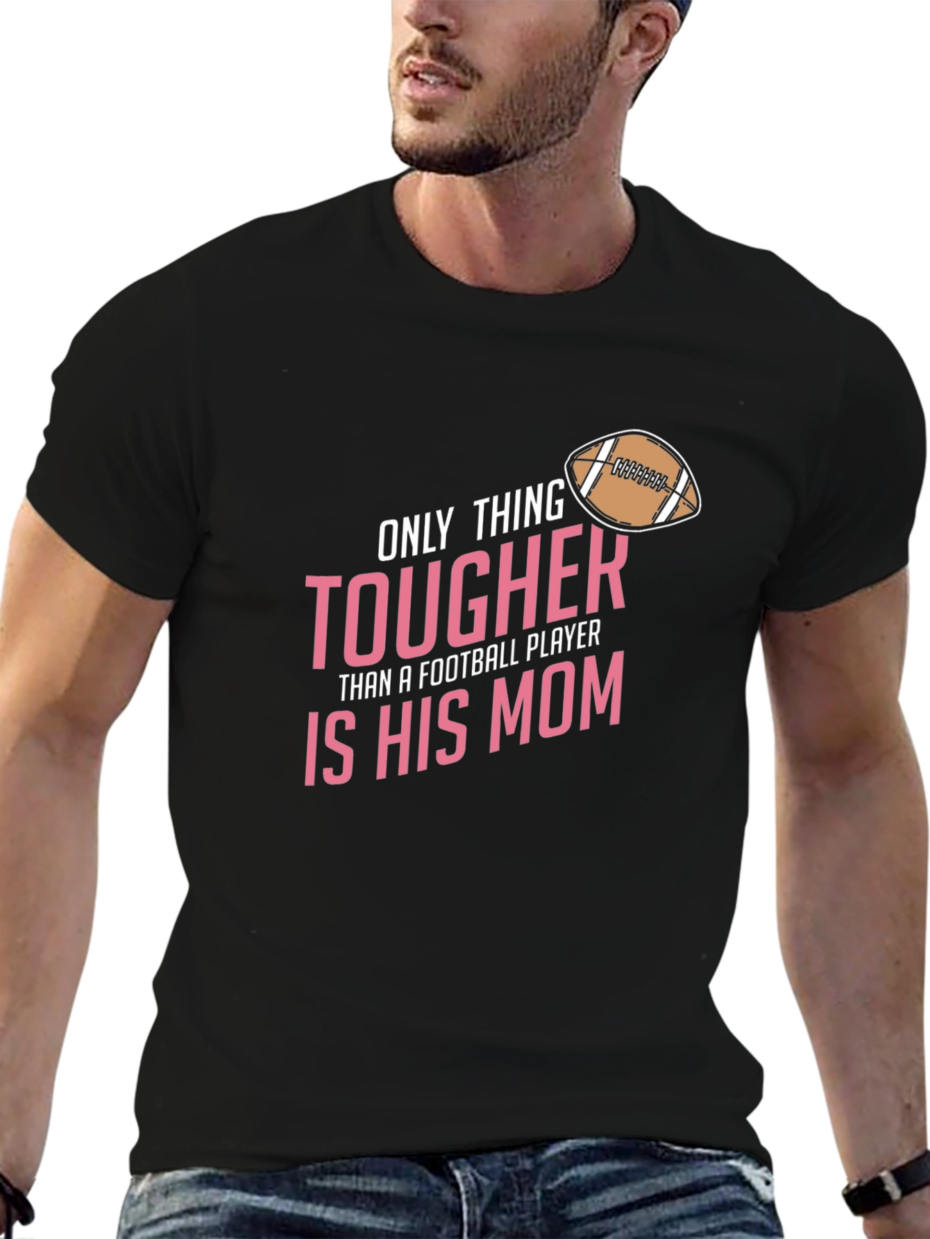 Tougher Football Mom Black T-Shirt