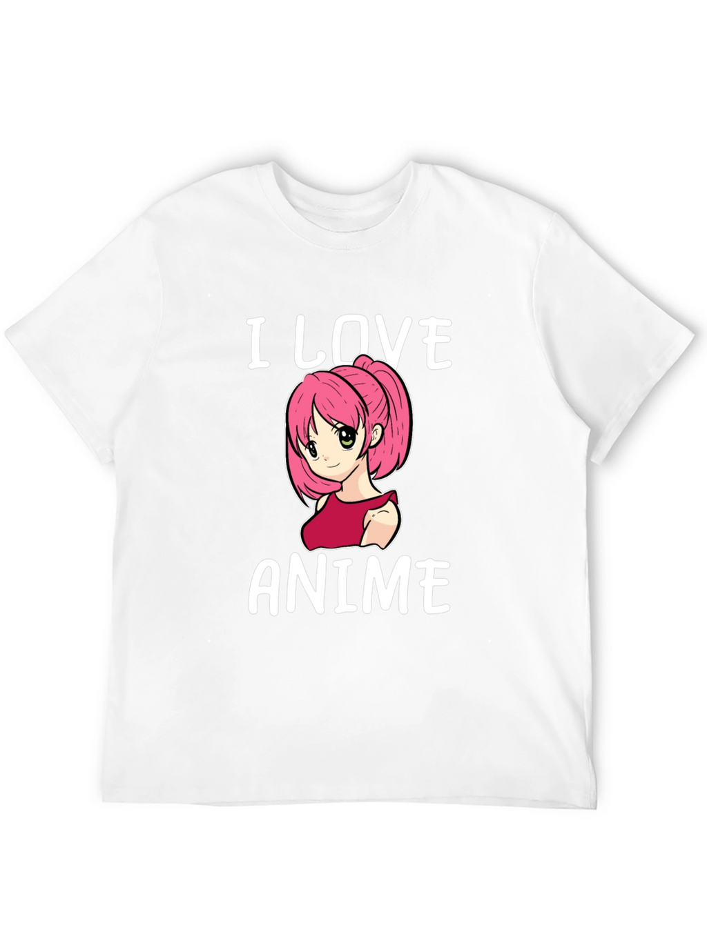 I Love Anime T-Shirt Black Cotton Short Sleeve