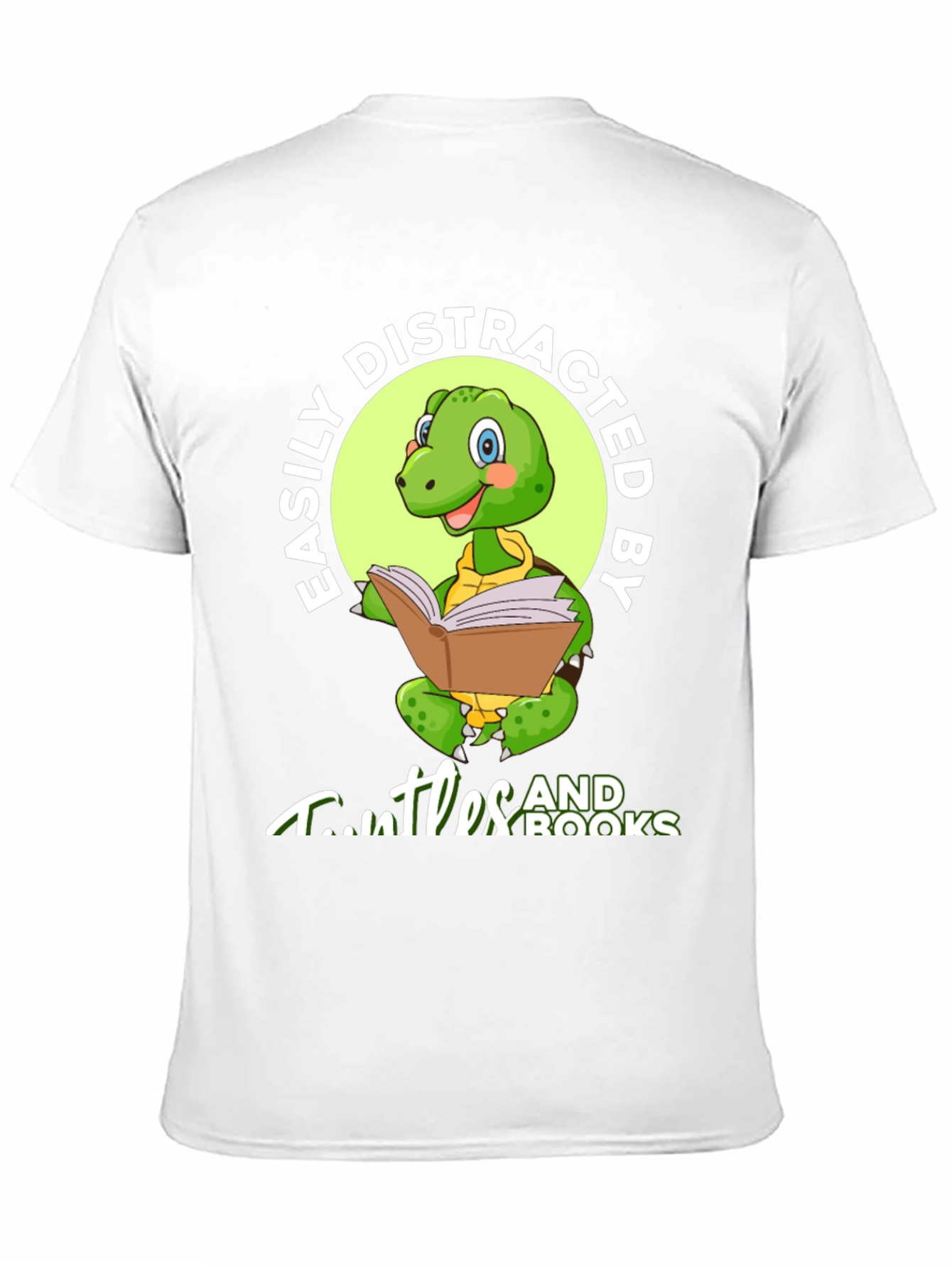 Easily Distracted by Turtles and Books Black T-Shirt