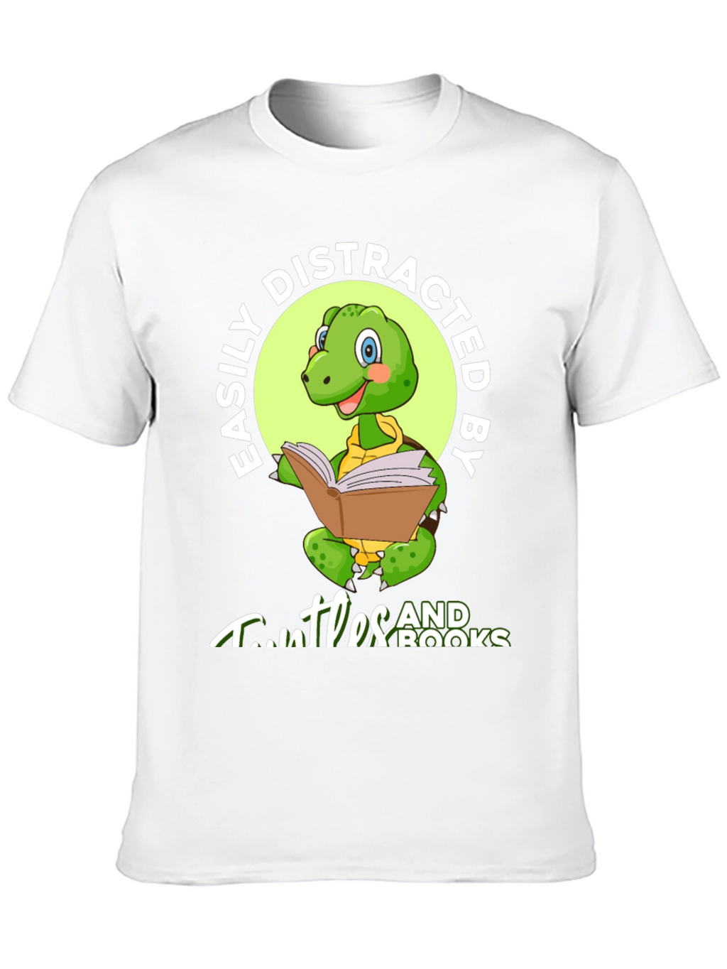 Easily Distracted by Turtles and Books Black T-Shirt