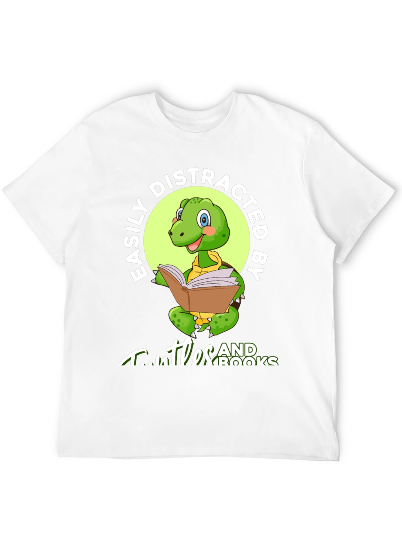 Easily Distracted by Turtles and Books Black T-Shirt