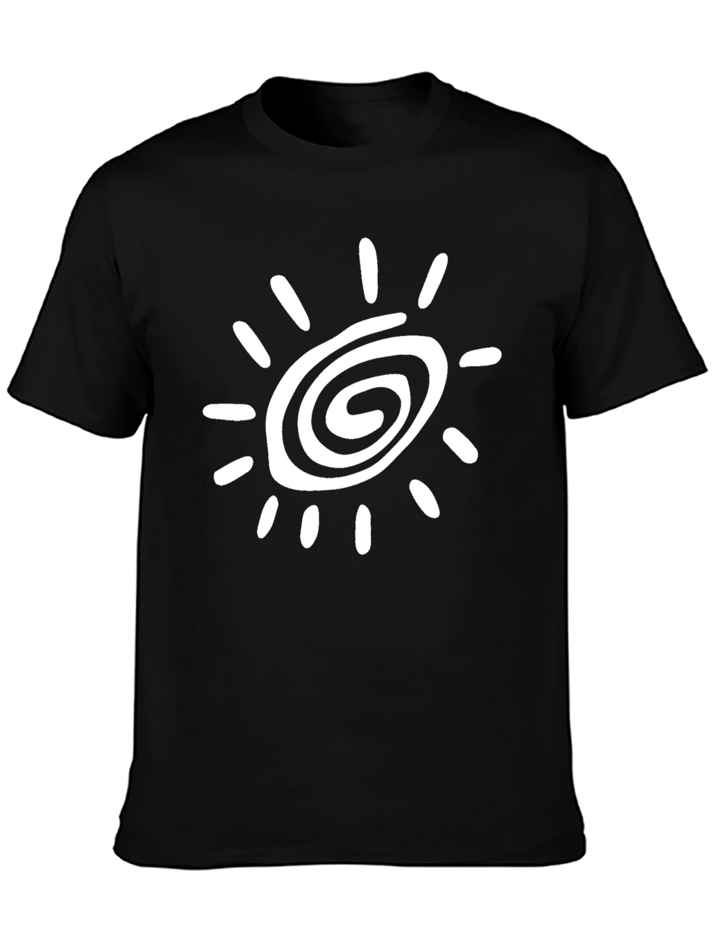Abstract Sun Graphic Black T-Shirt