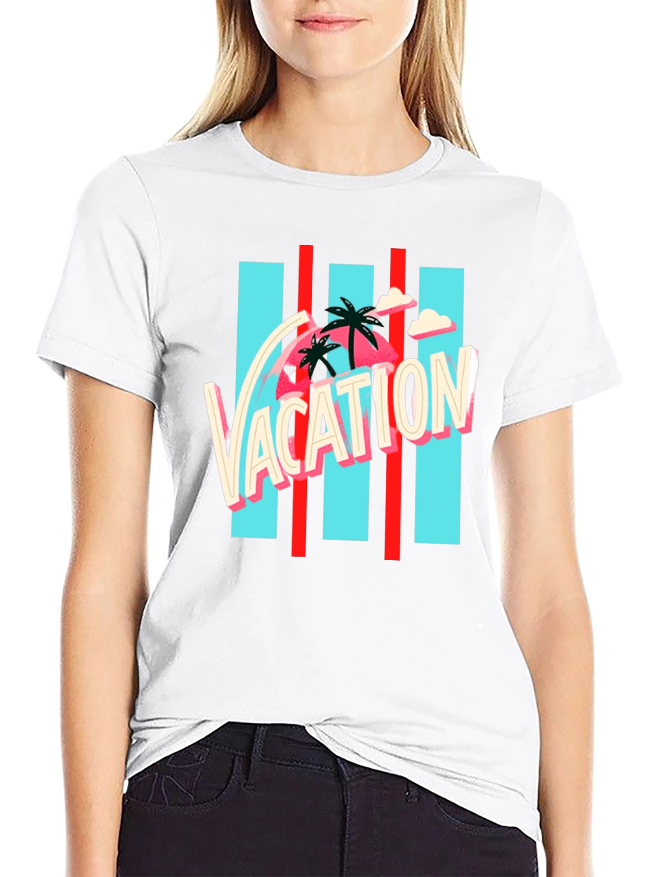 Vacation Graphic Tee - Retro Palm Design