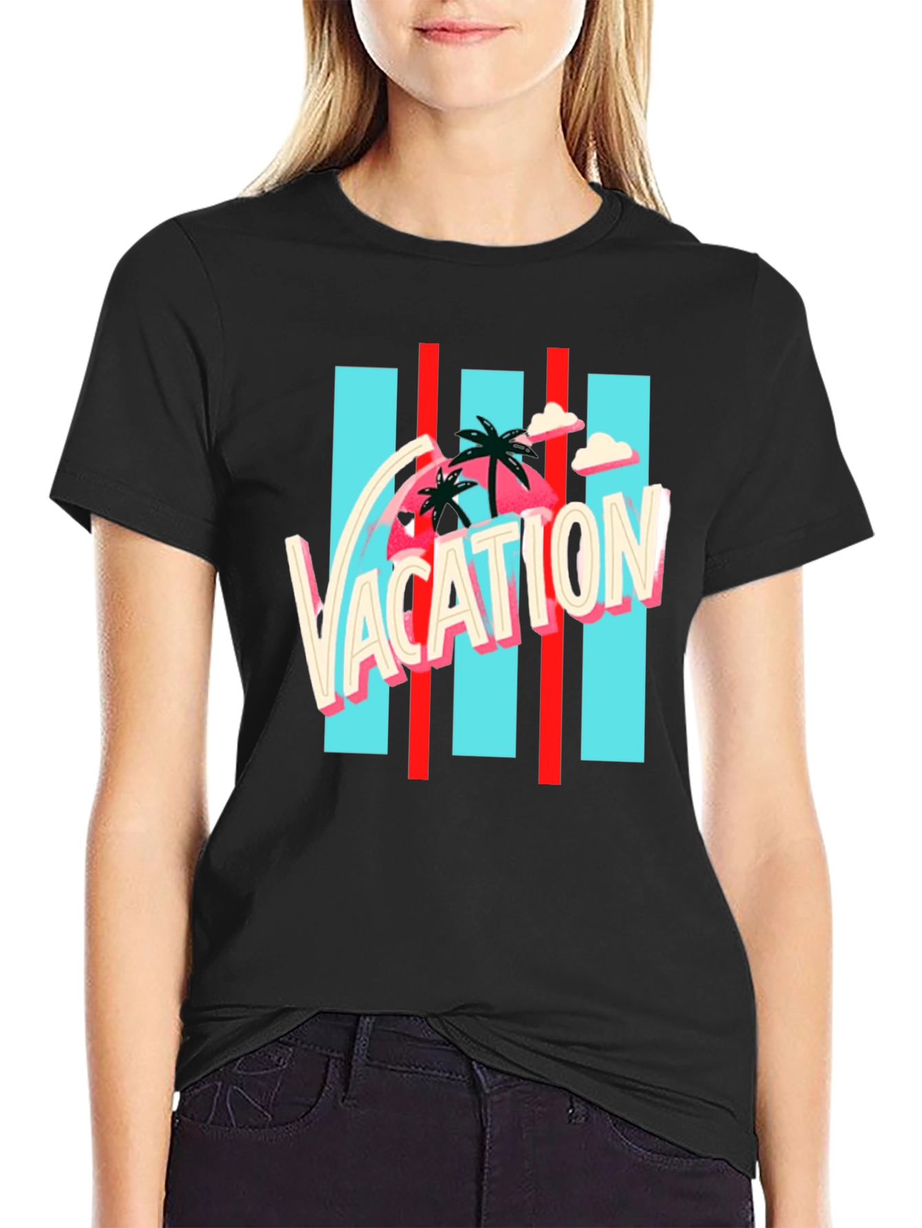 Vacation Graphic Tee - Retro Palm Design