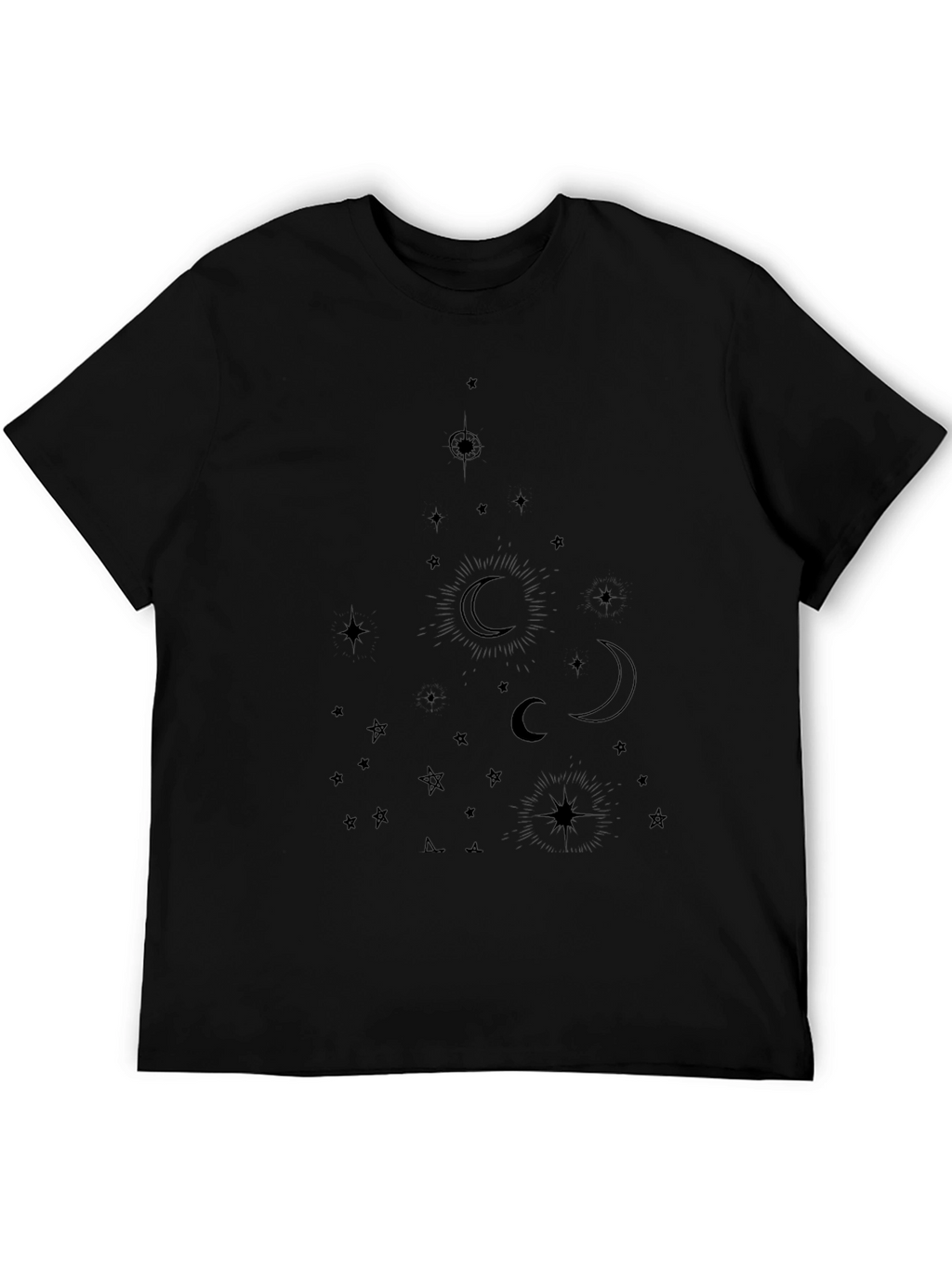 Celestial Moon & Star Graphic Tee - Black