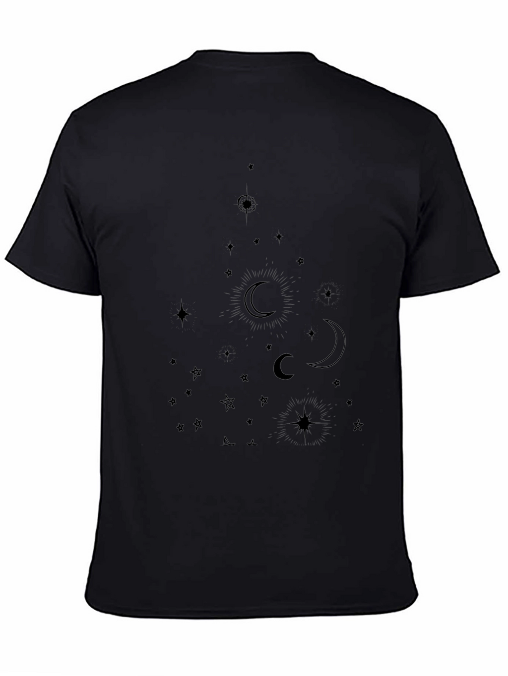 Celestial Moon & Star Graphic Tee - Black