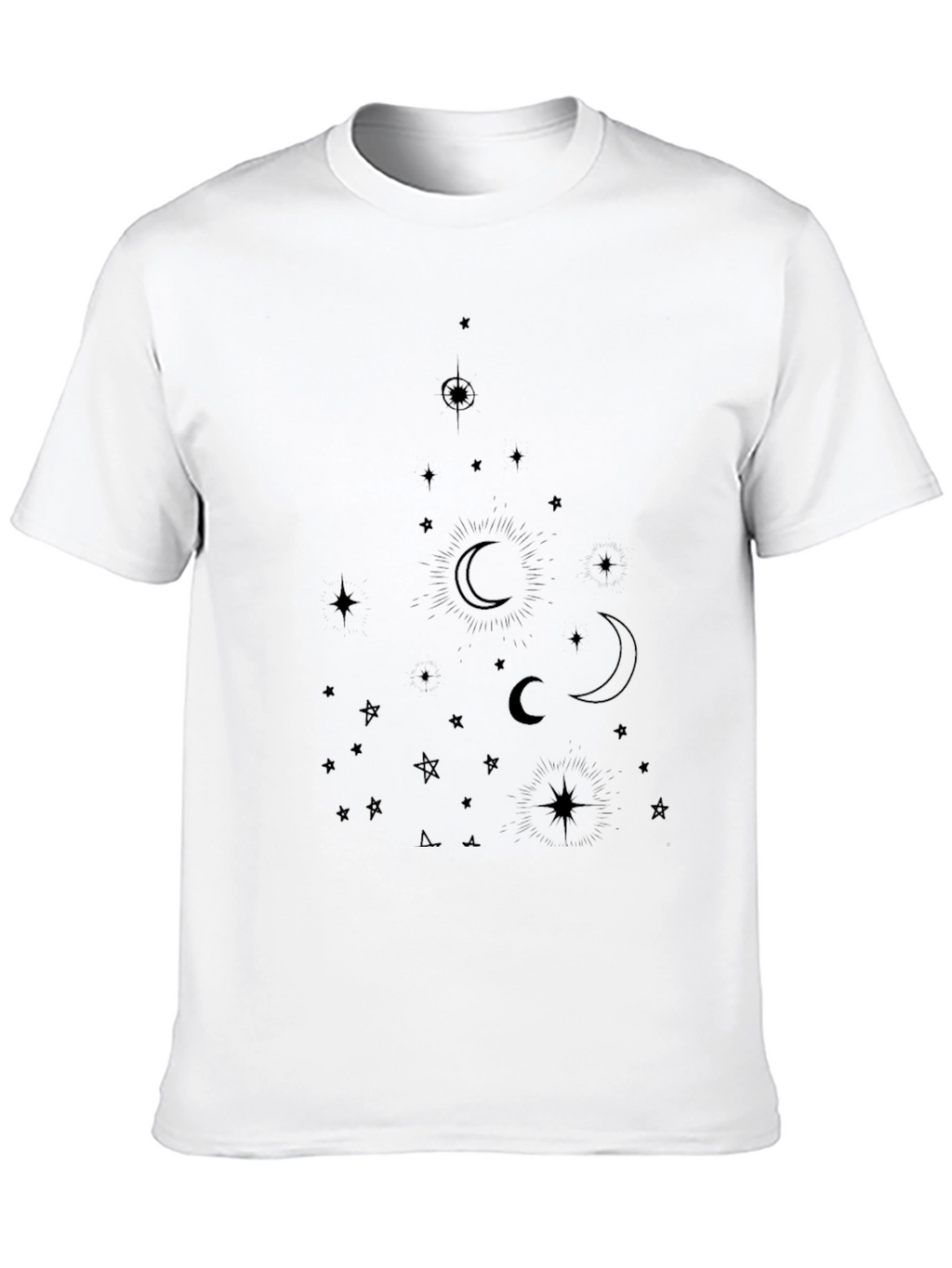 Celestial Moon & Star Graphic Tee - Black
