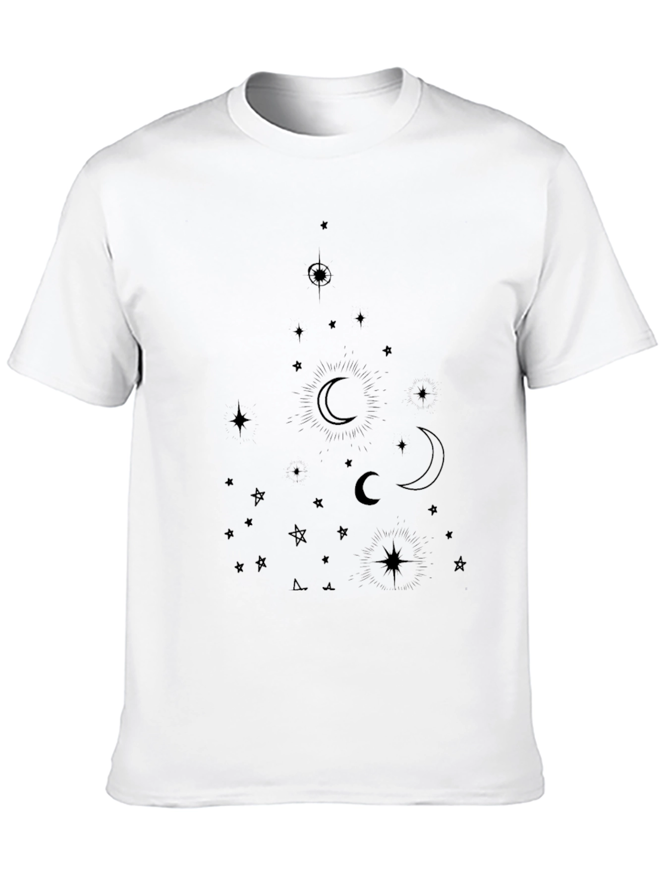 Celestial Moon & Star Graphic Tee - Black