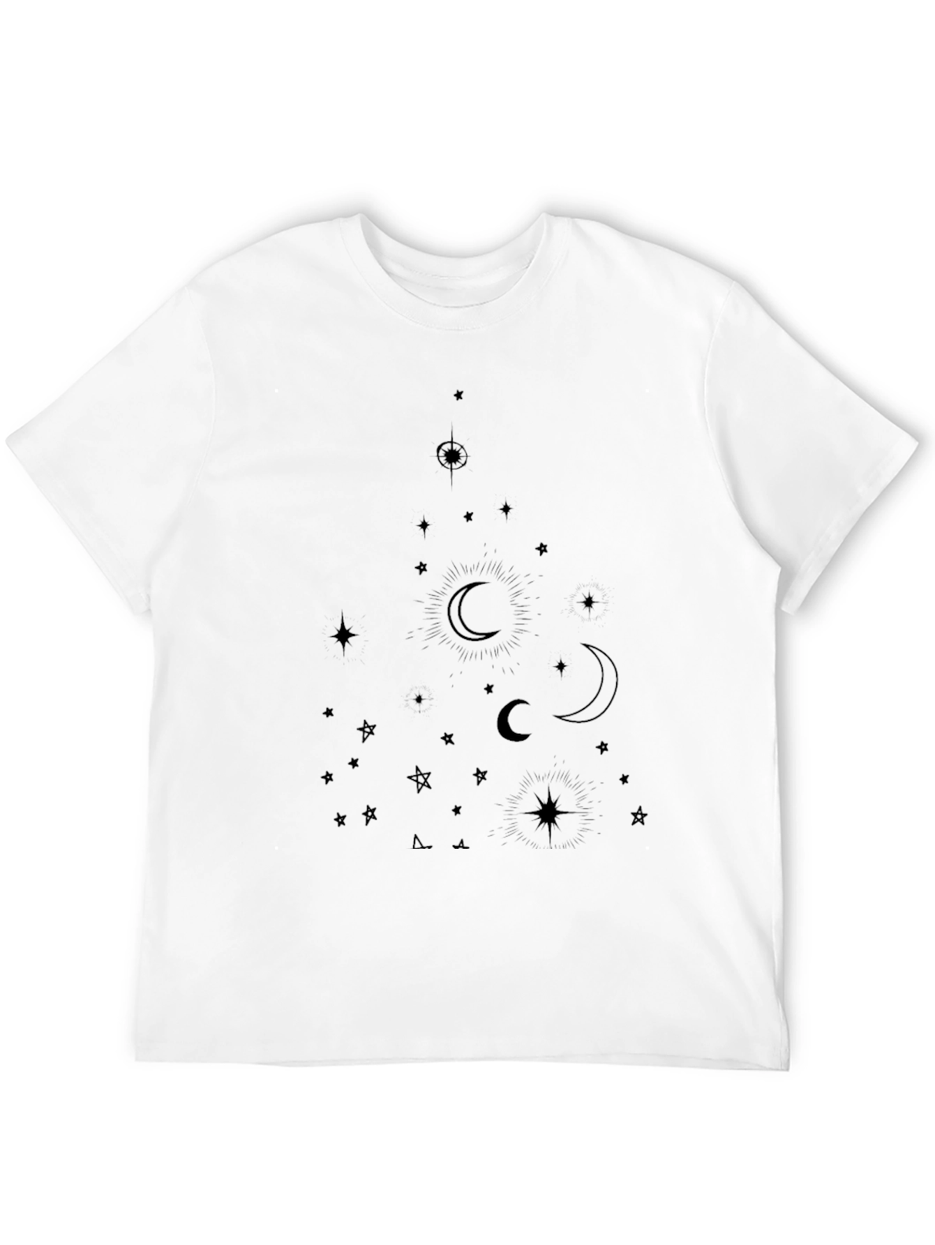 Celestial Moon & Star Graphic Tee - Black