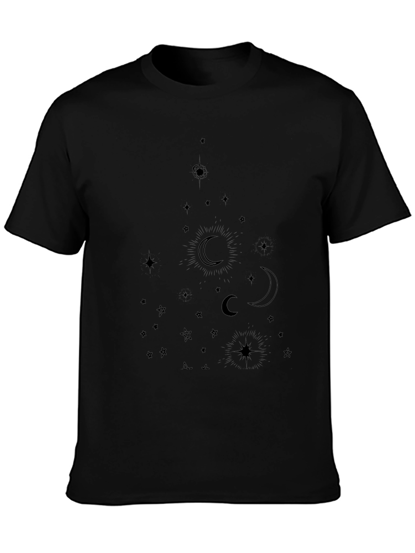 Celestial Moon & Star Graphic Tee - Black