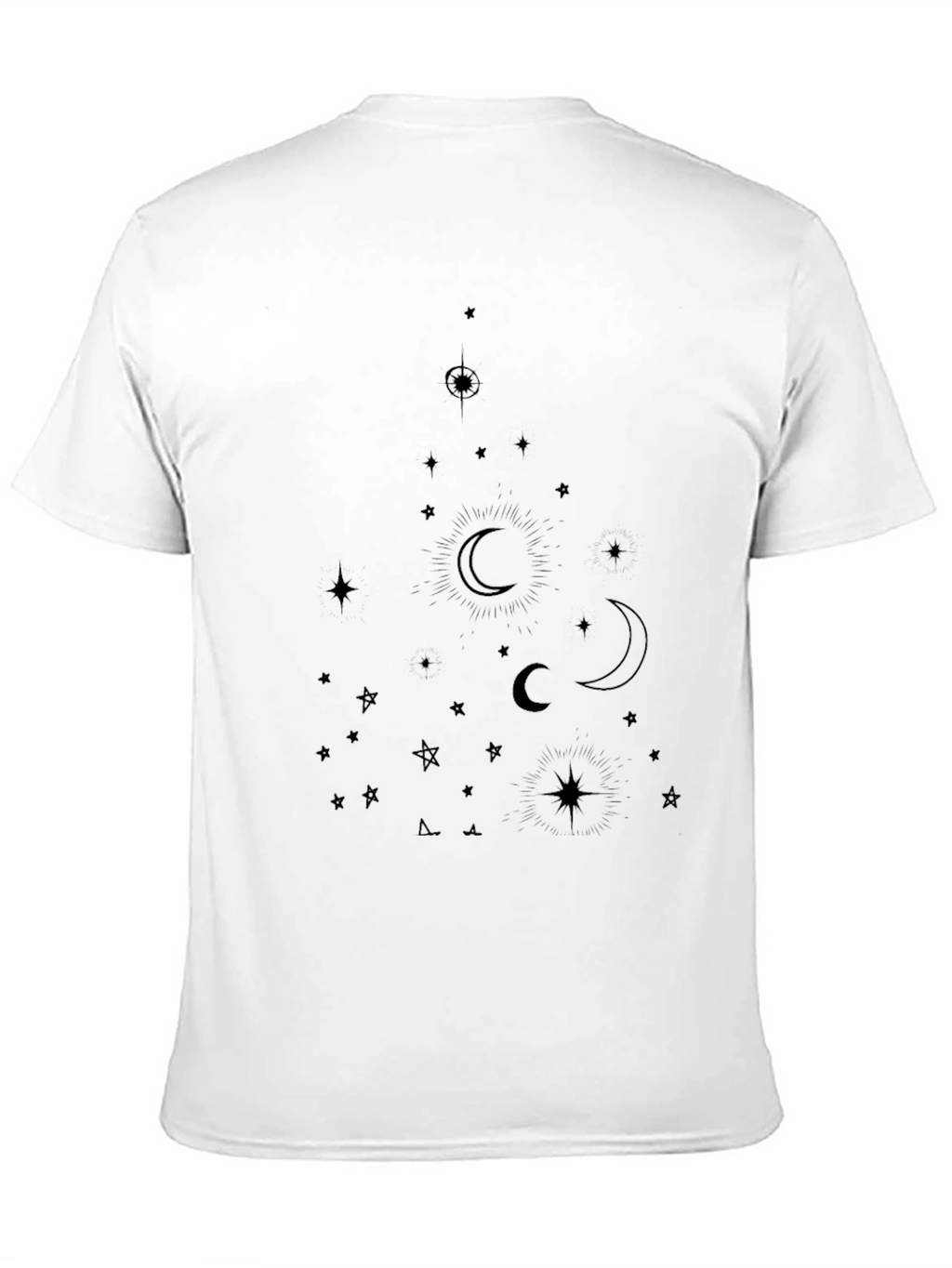 Celestial Moon & Star Graphic Tee - Black