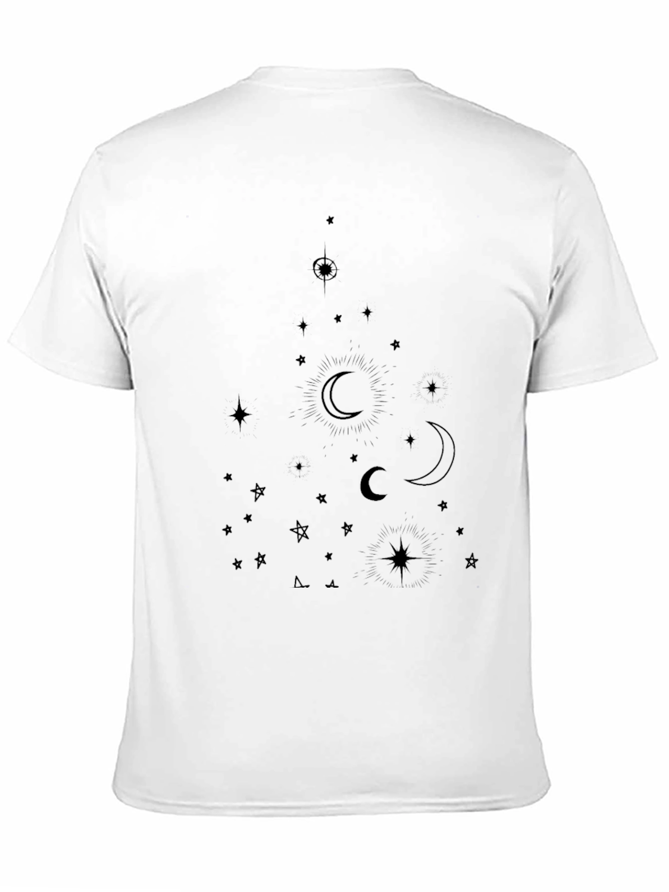 Celestial Moon & Star Graphic Tee - Black