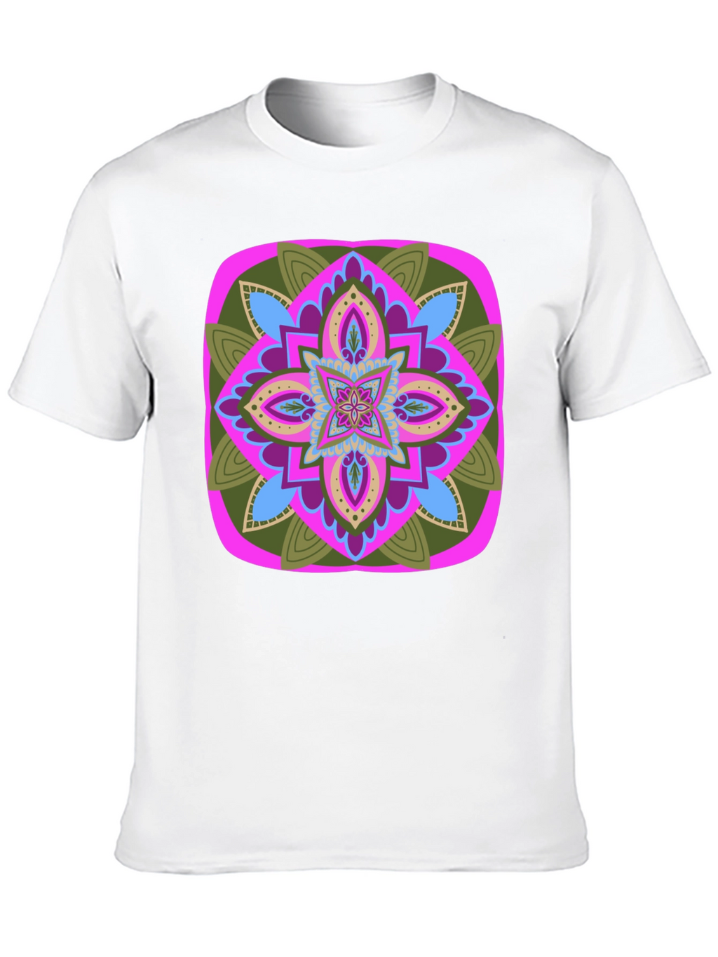 Geometric Mandala T-Shirt - Black Cotton Blend